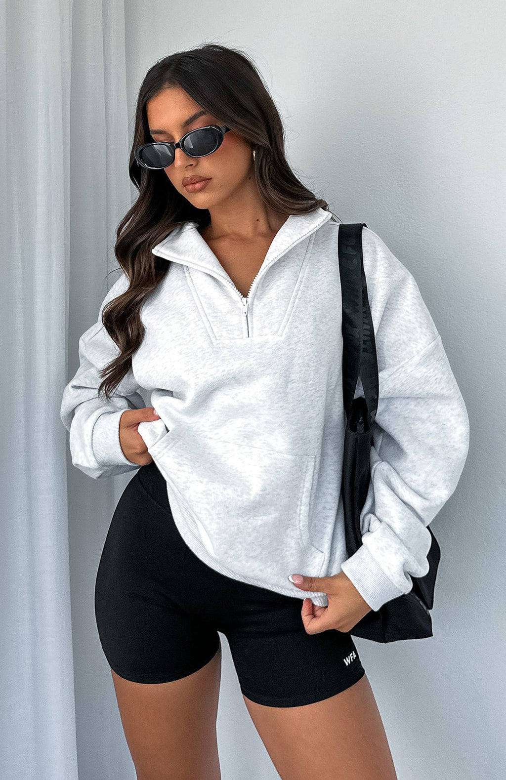 Doing It For You Zip Front Sweater Grey MarleL/XL