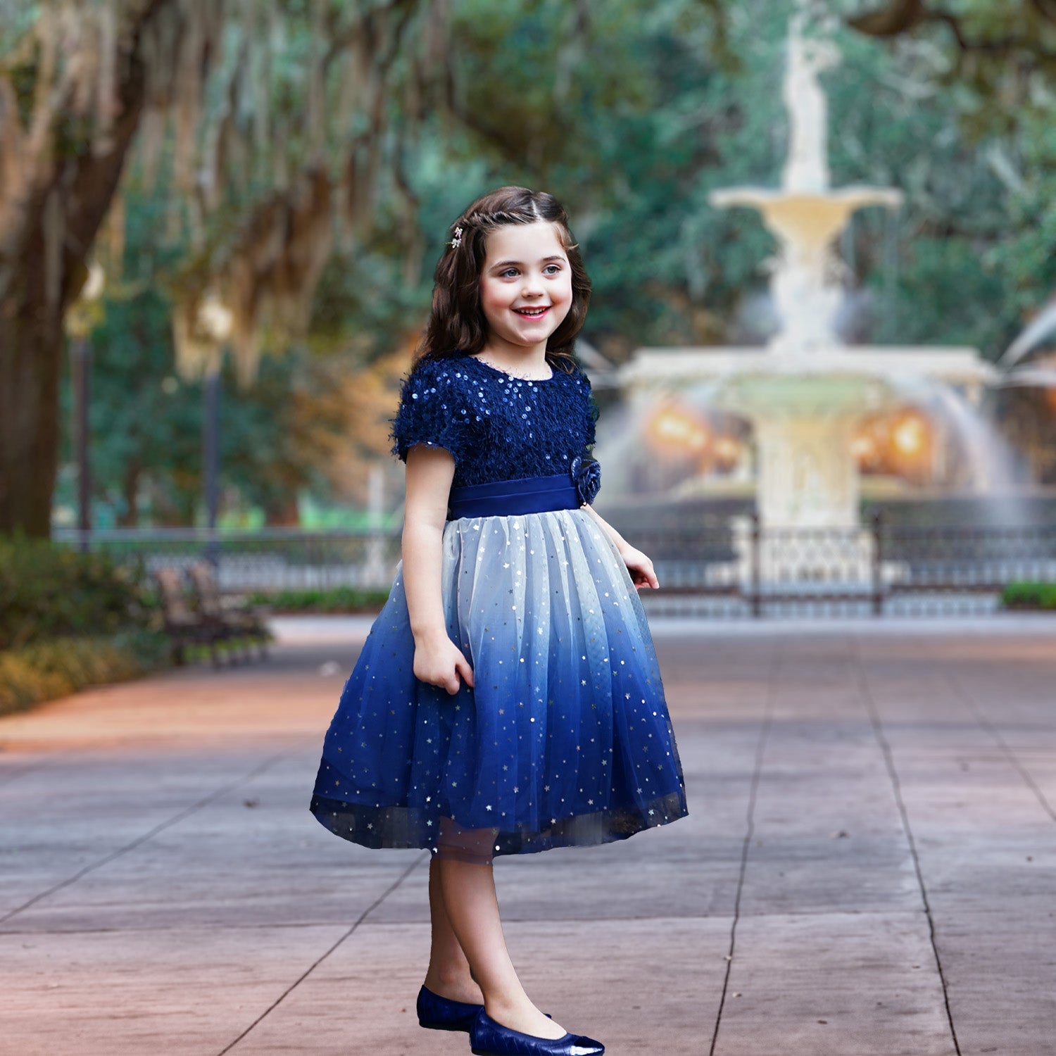 Veronica Ombré Gradient Dress - Sapphire Blue