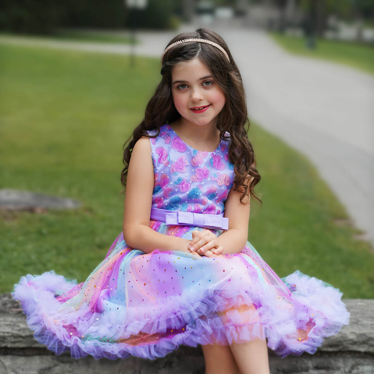 Dania Heart Dress - Rainbow Lavender