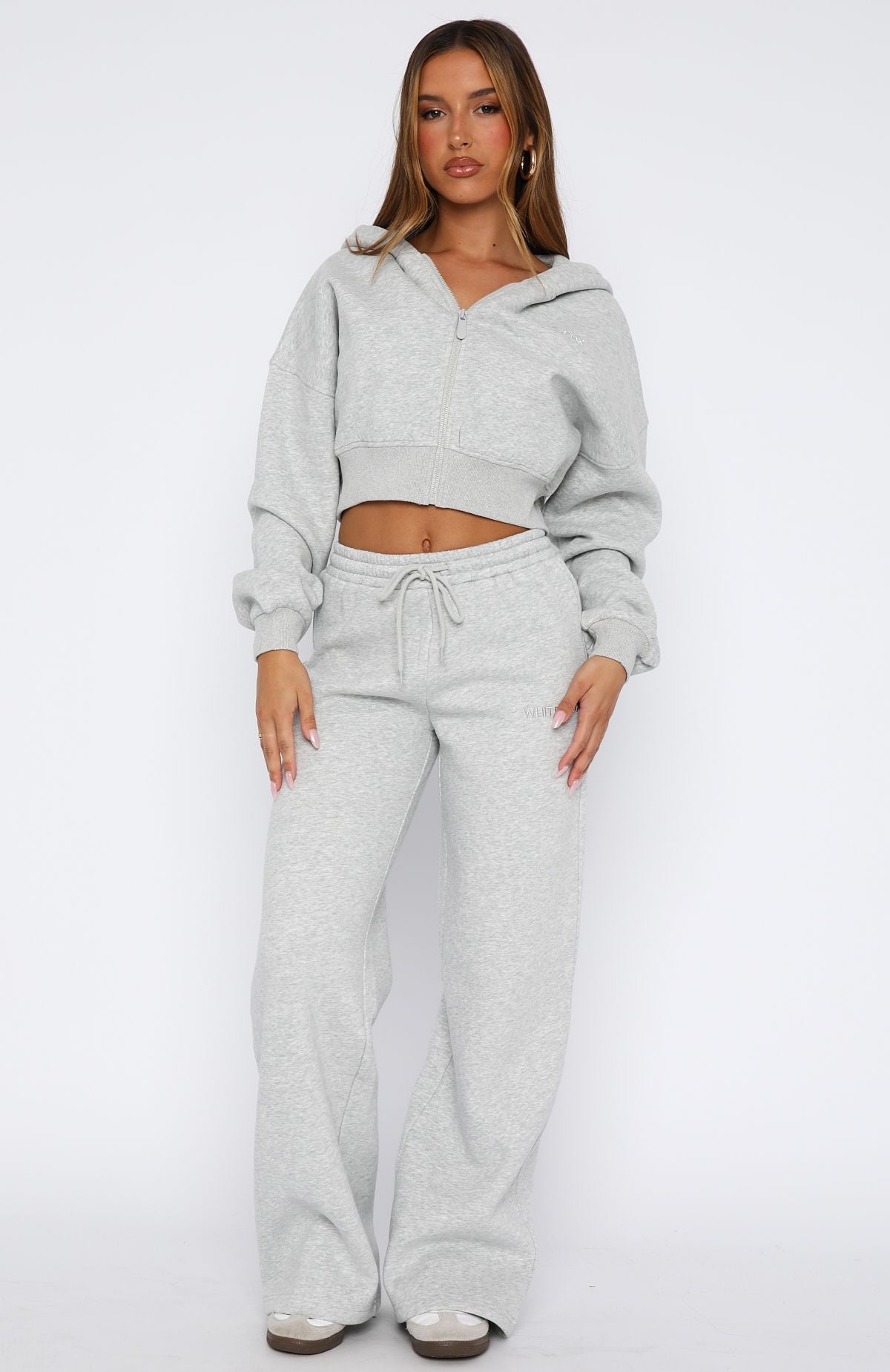 Stay Lifted Cropped Hoodie Dark Grey MarleM/L