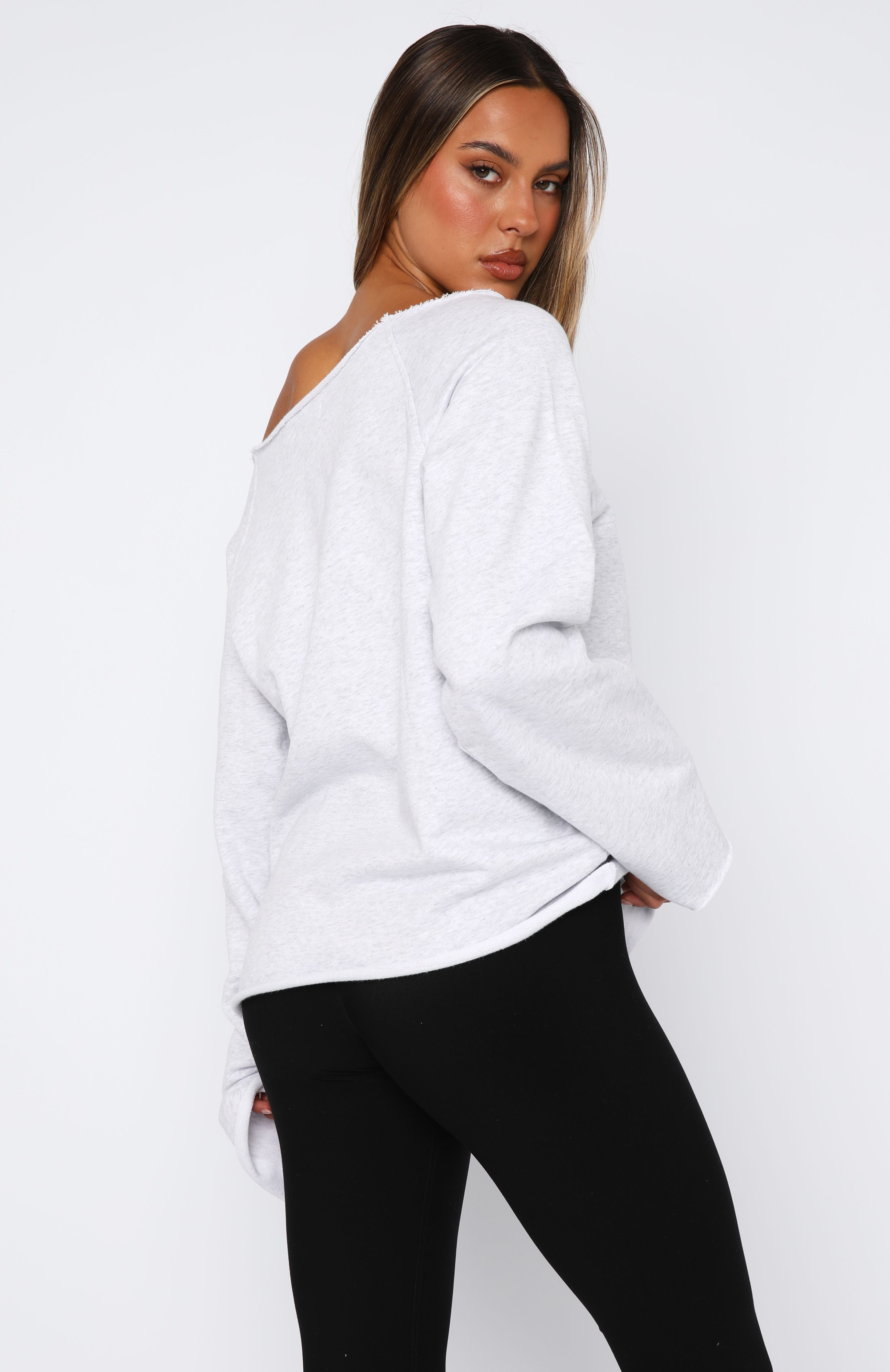 Celebrating Me Off Shoulder Sweater Grey MarleM/L