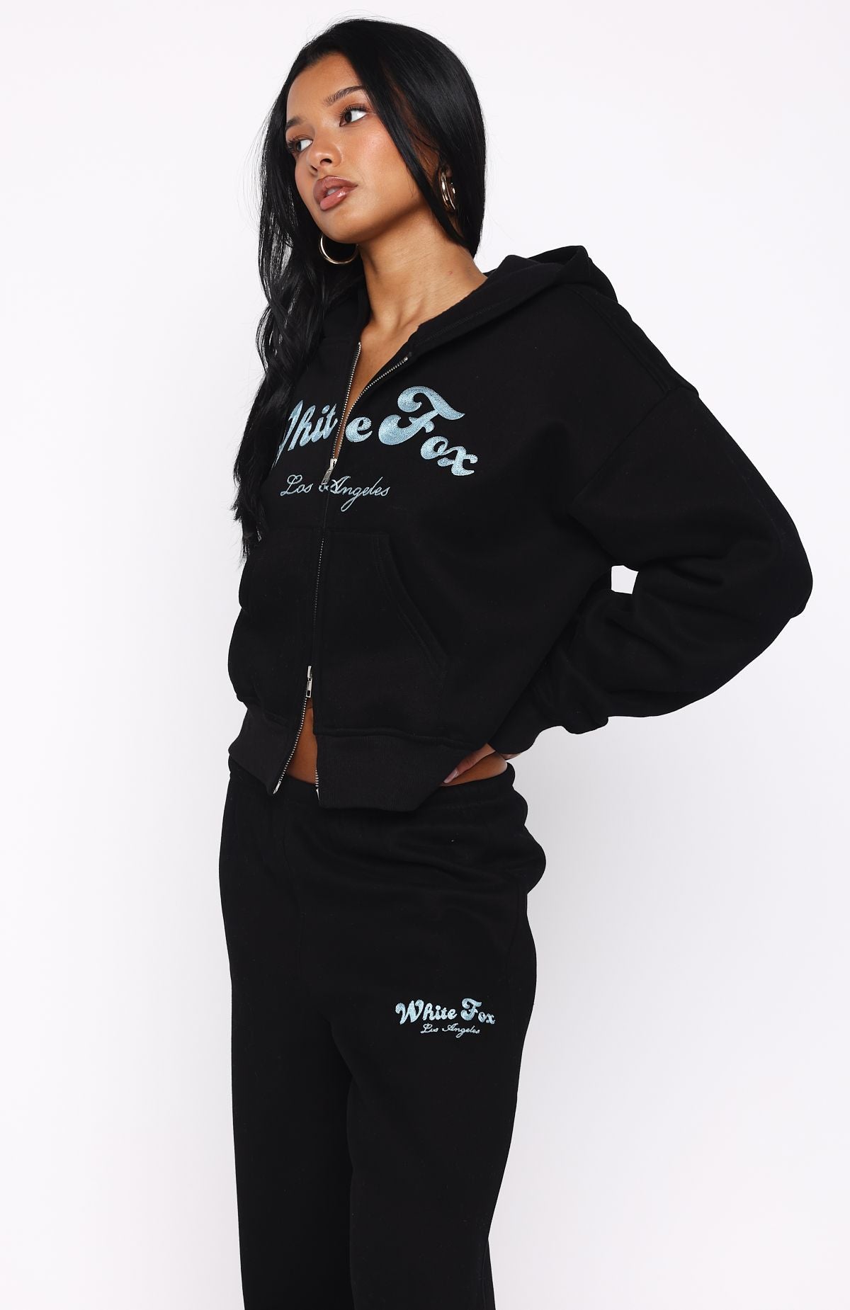 Through Thick And Thin Boxy Zip Front Hoodie BlackXS/S