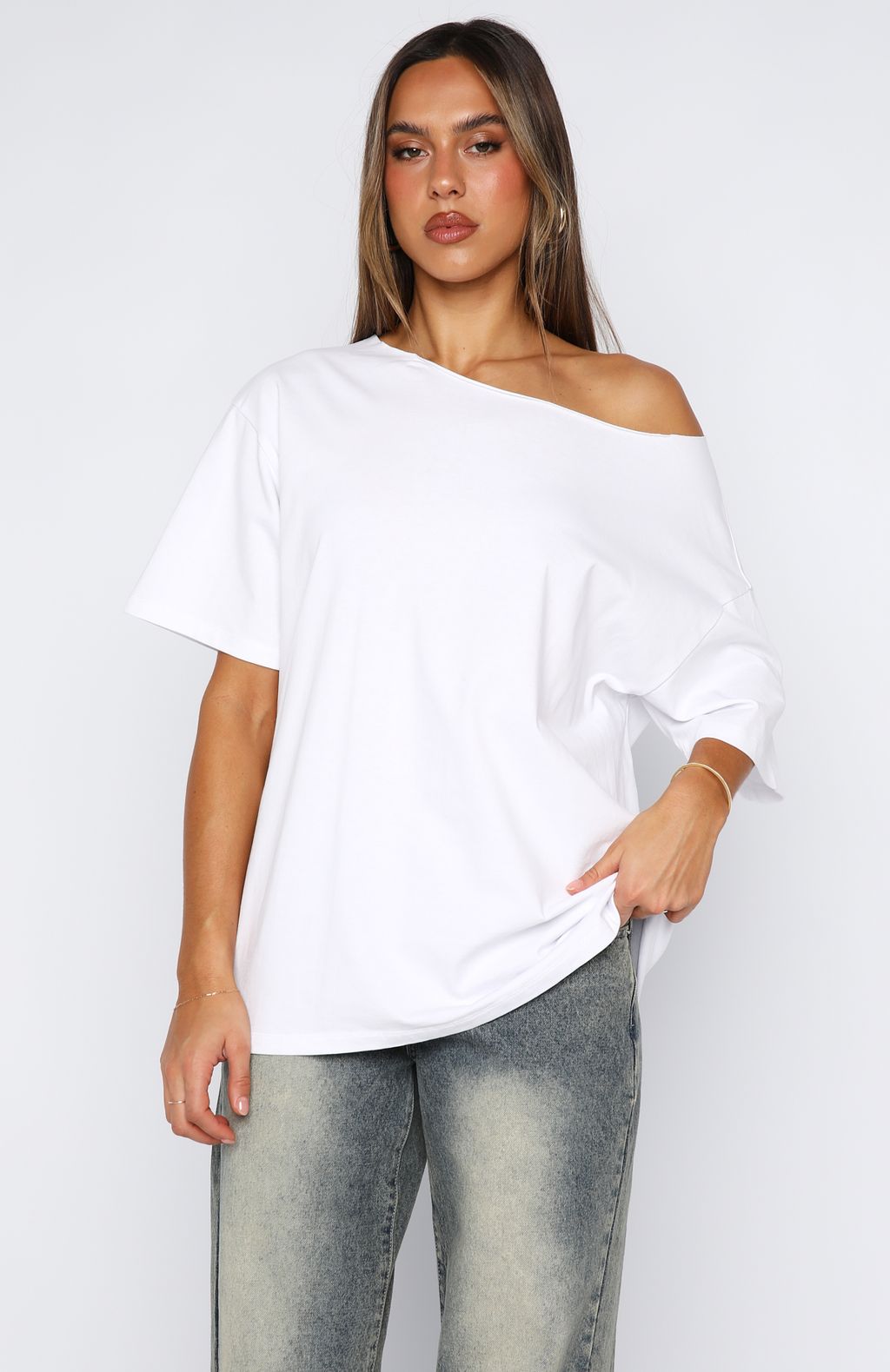 Give Me Options Off Shoulder Tee WhiteXS/S