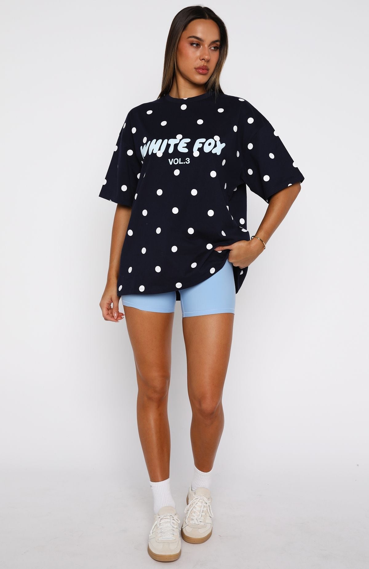 Offstage Printed Oversized Tee Navy Polka DotM/L
