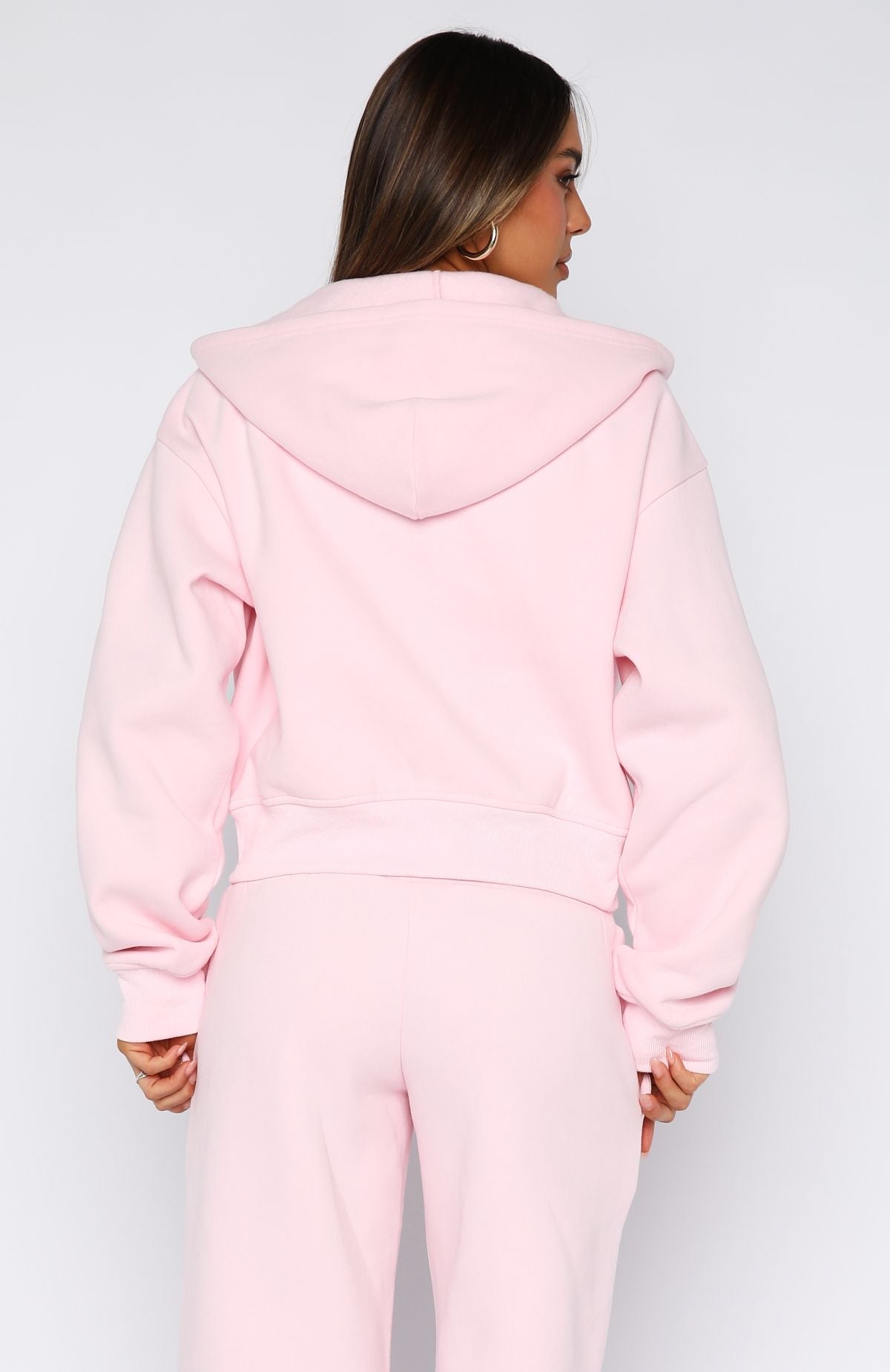 Come A Long Way Boxy Zip Front Hoodie PinkM/L