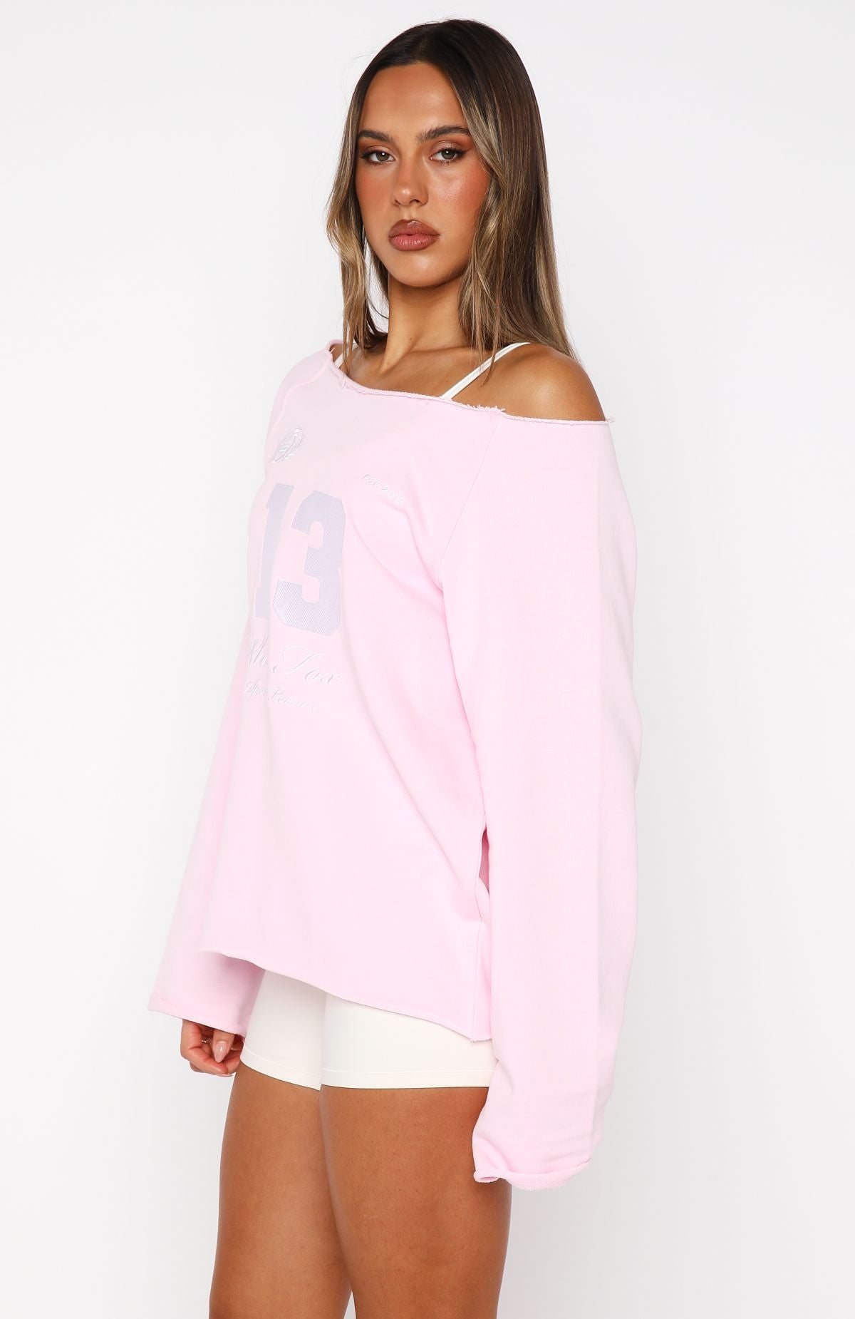 Out Of Chances Off Shoulder Sweater Ballet PinkS/M