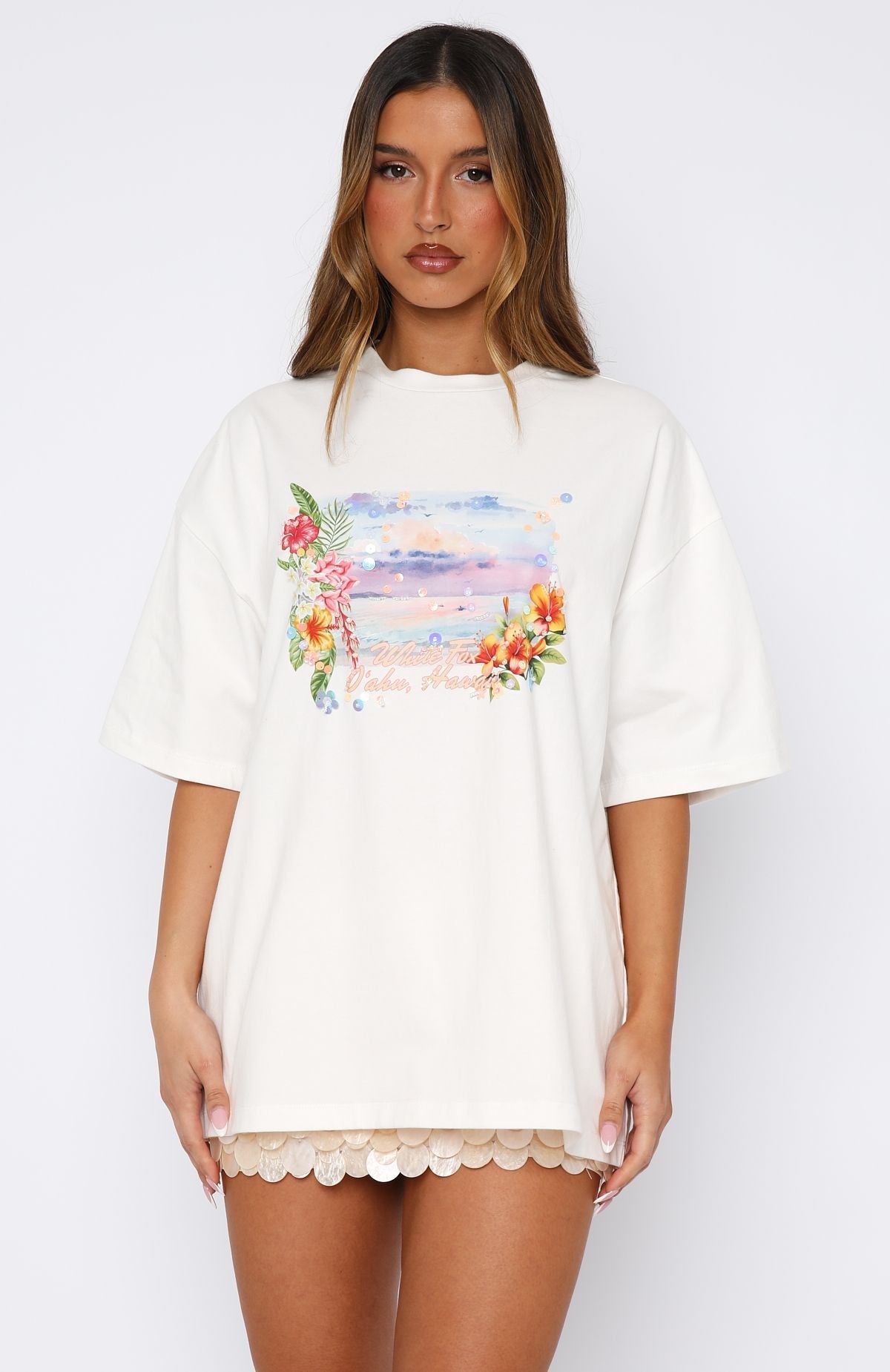 Hawaii Holiday Oversized Tee WhiteXS/S