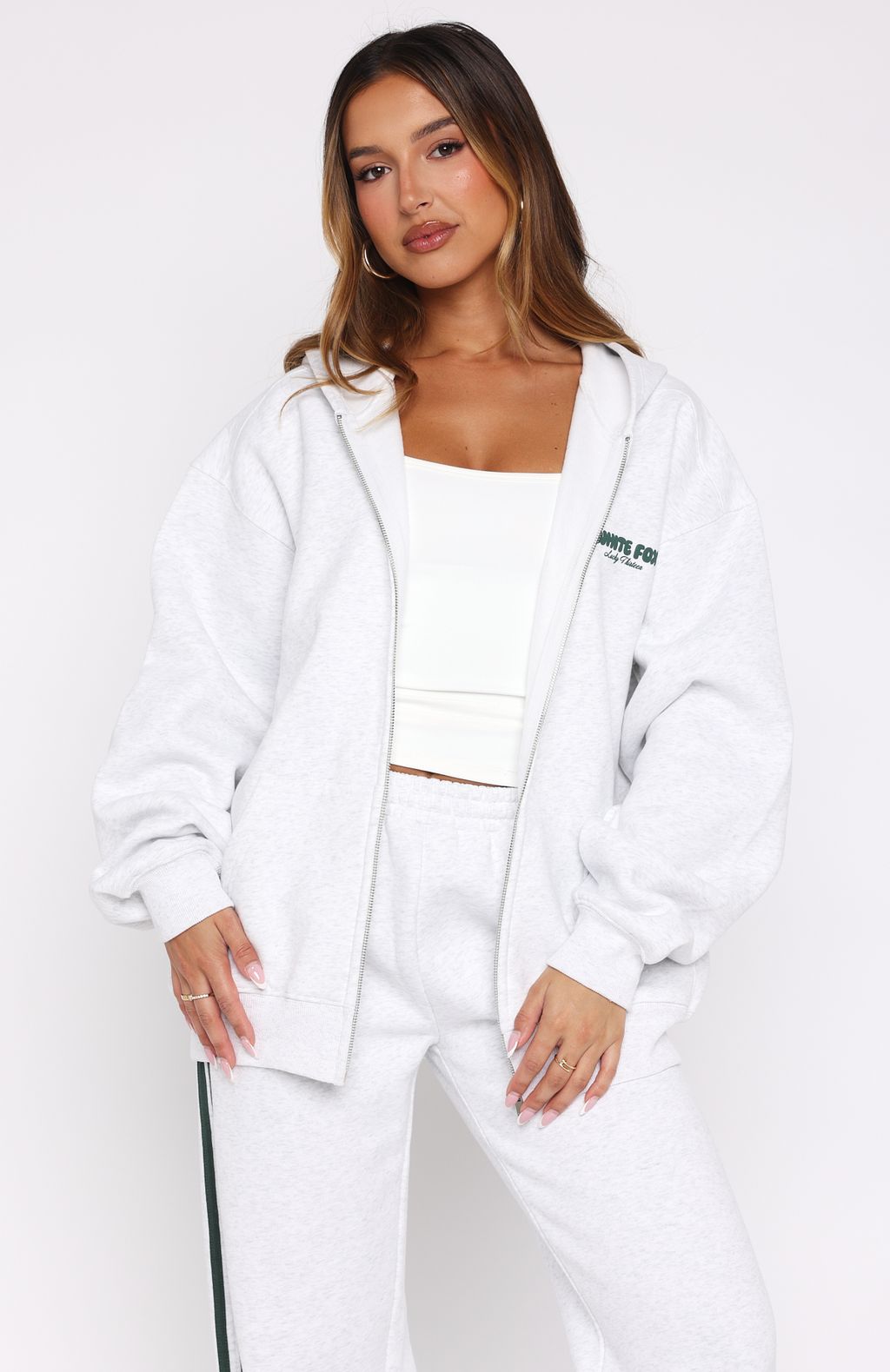 Lucky Thirteen Charise Zip Front Hoodie Grey MarleXS/S