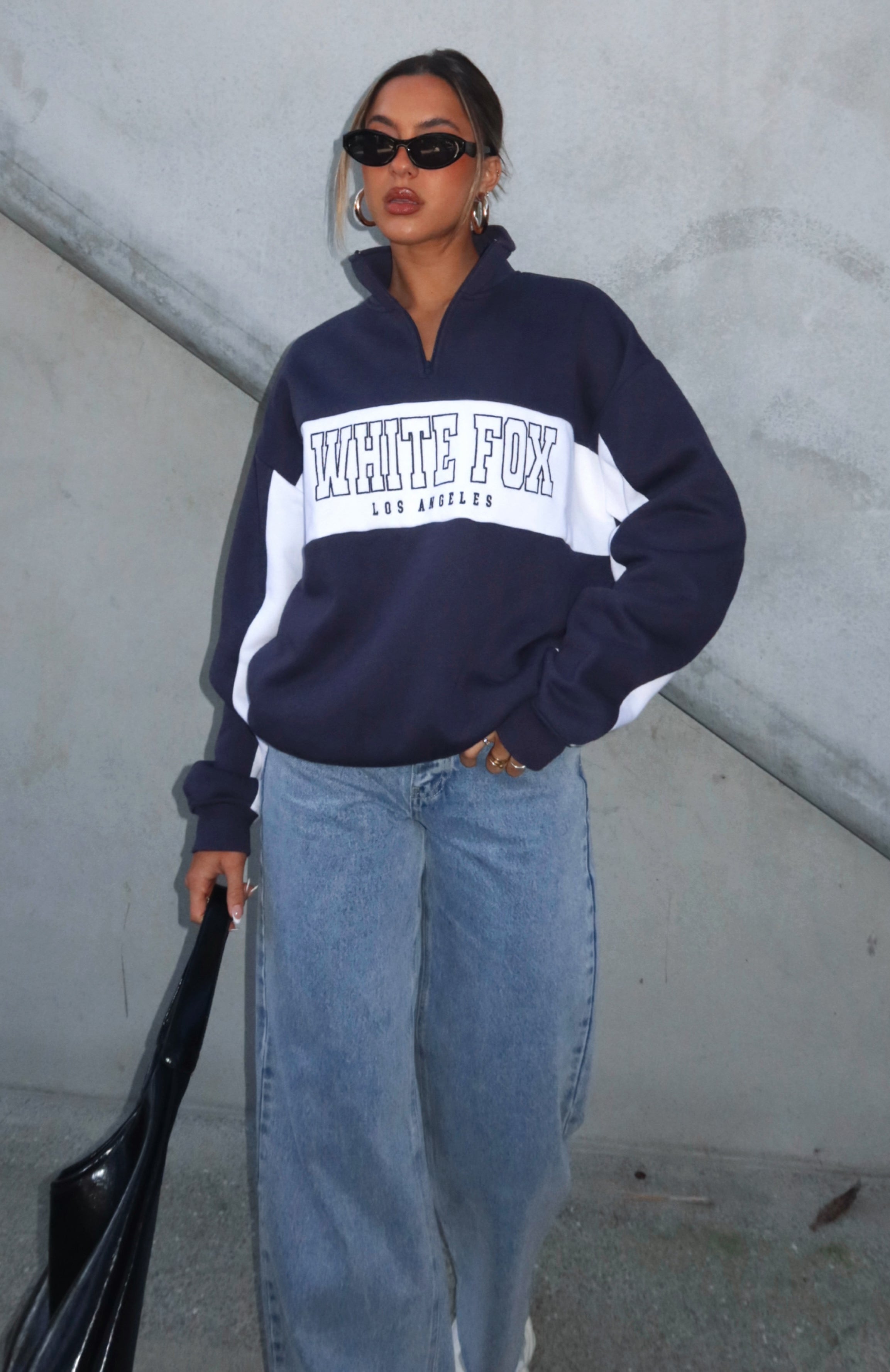 Jokes On You Zip Front Sweater NavyXXS/XS