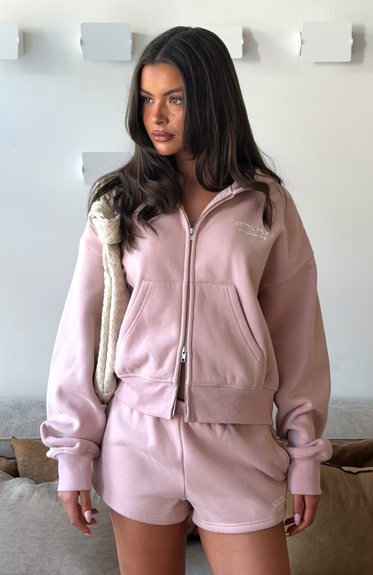 Can't Miss It Boxy Zip Front Hoodie Dusty PinkXXS/XS