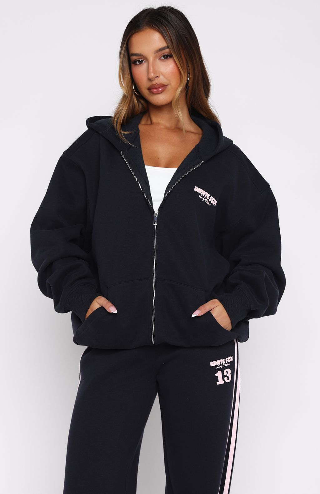 Lucky Thirteen Charise Zip Front Hoodie NavyXXS/XS