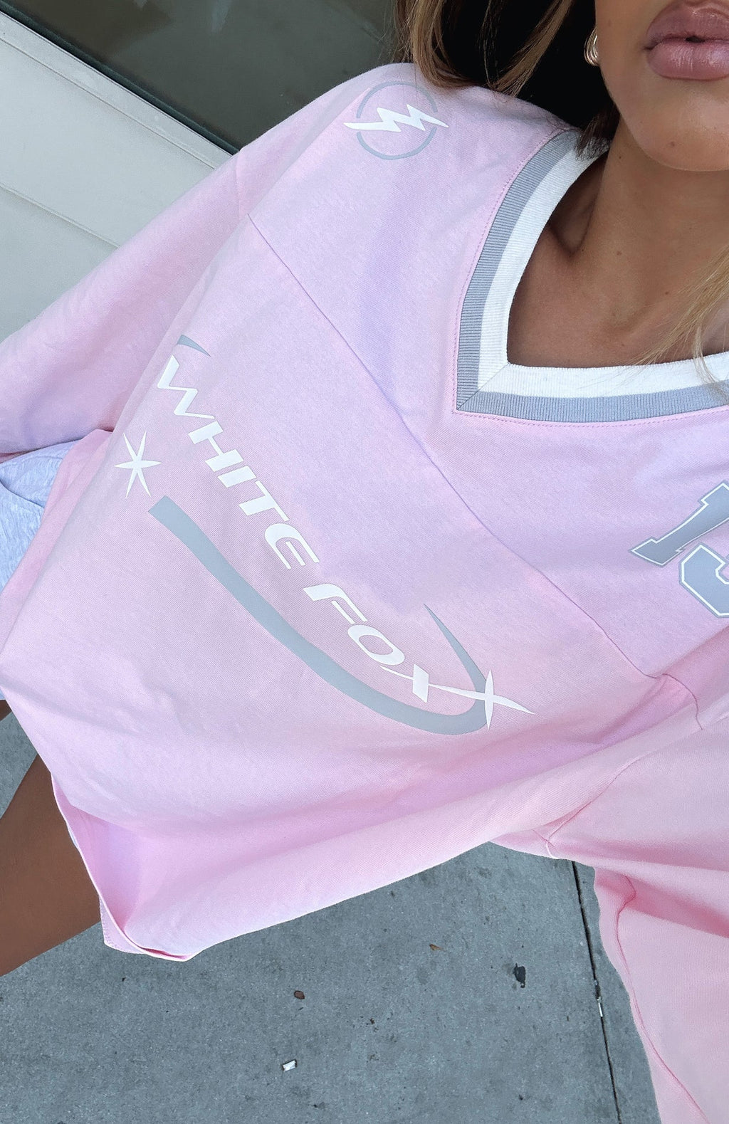 Let's Just Be Friends Long Sleeve Oversized Jersey PinkXXS/XS