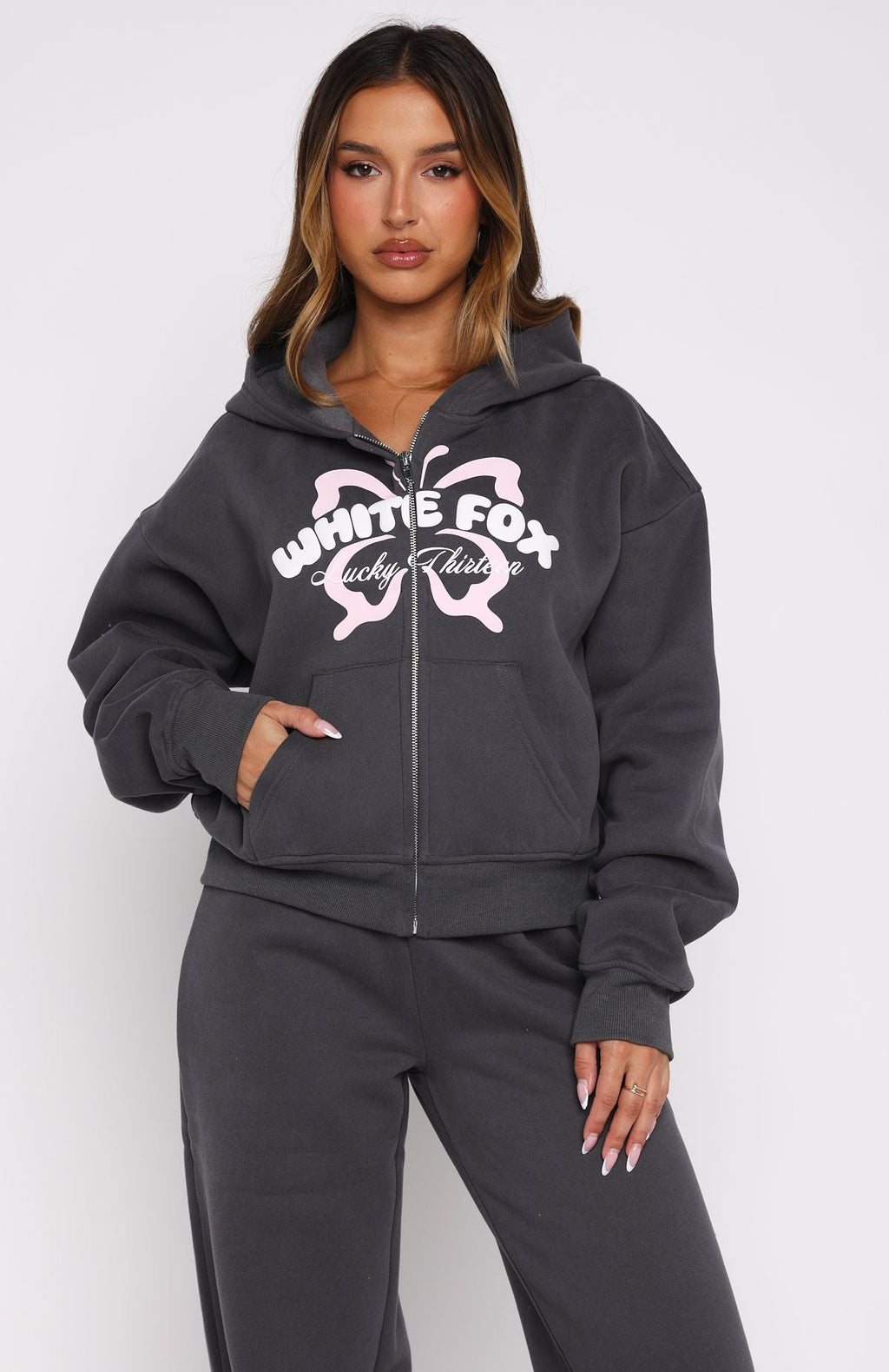 Lucky Thirteen Audrina Boxy Zip Front Hoodie VolcanicXXS/XS
