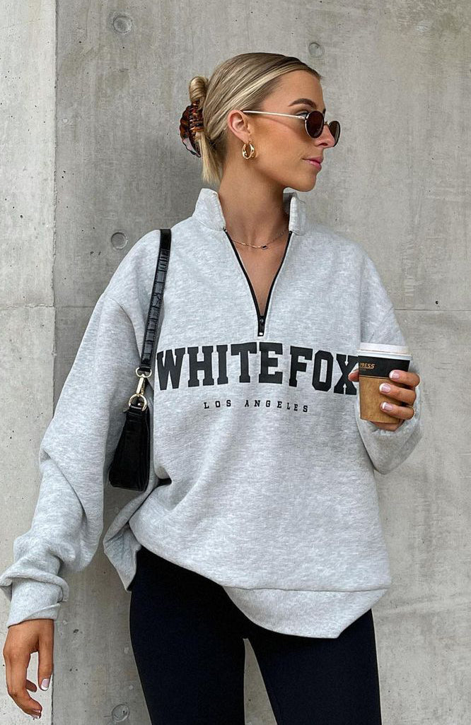 High Standard Zip Front Sweater Grey MarleXS/S