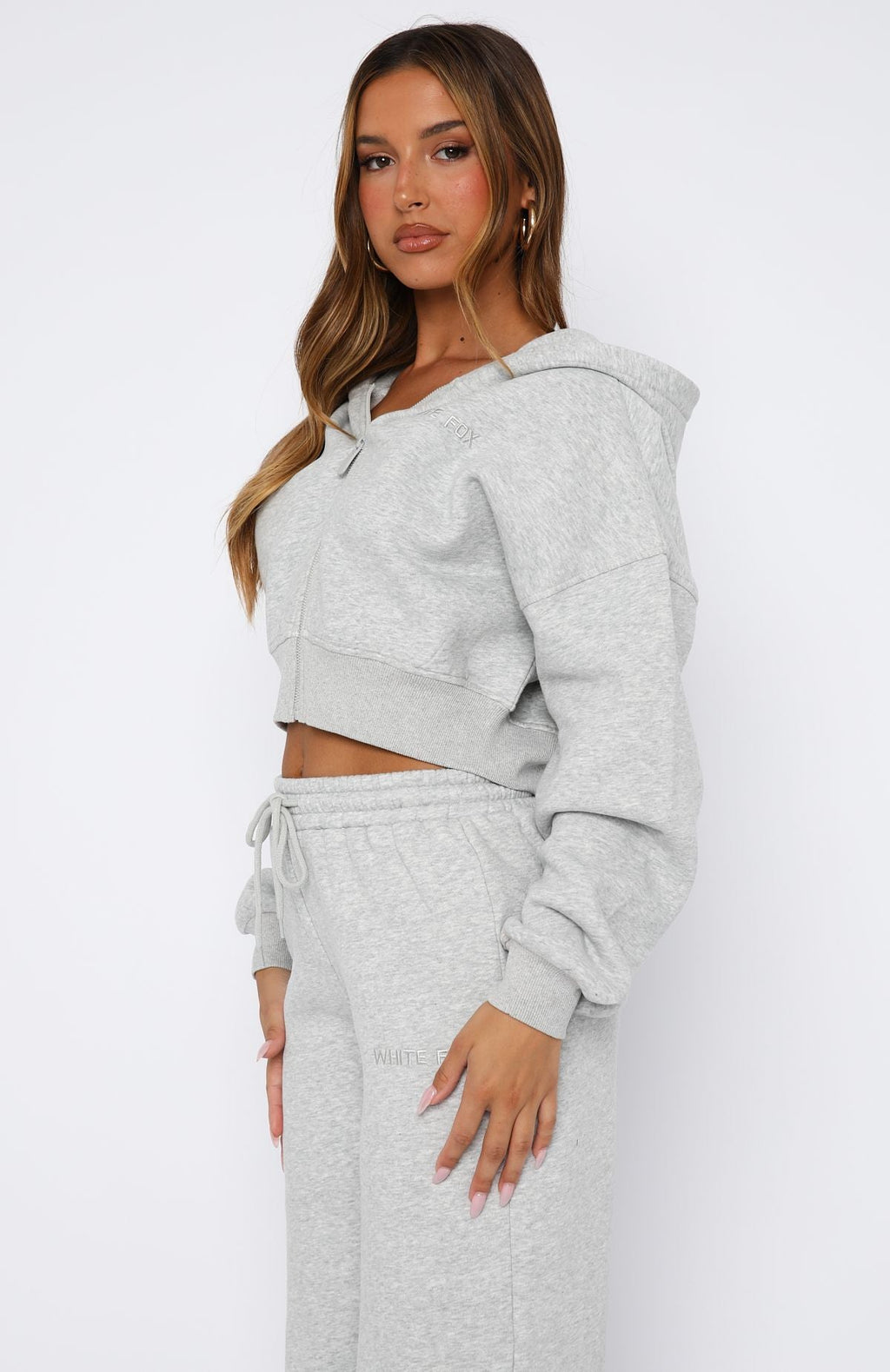 Stay Lifted Cropped Hoodie Dark Grey MarleXS/S