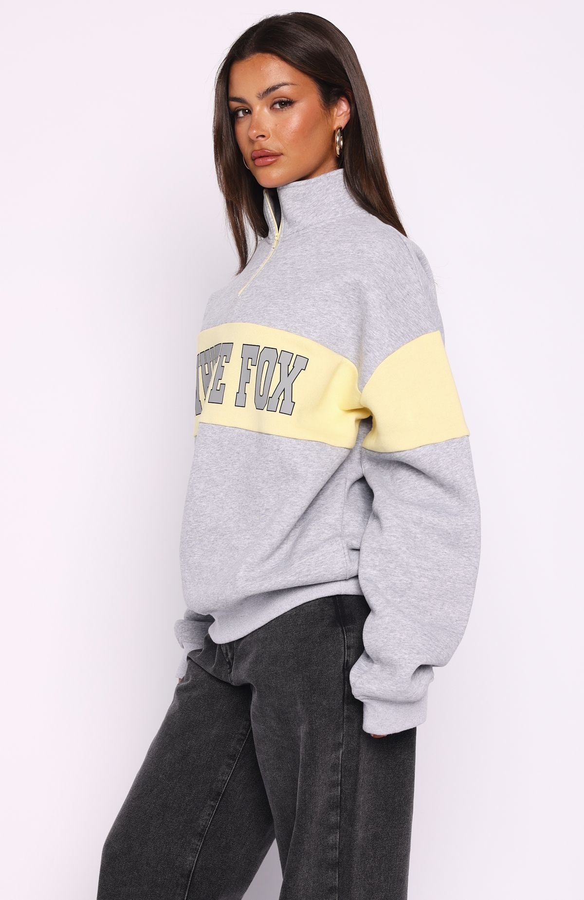 Show Yourself Zip Front Sweater Dark Grey MarleS/M