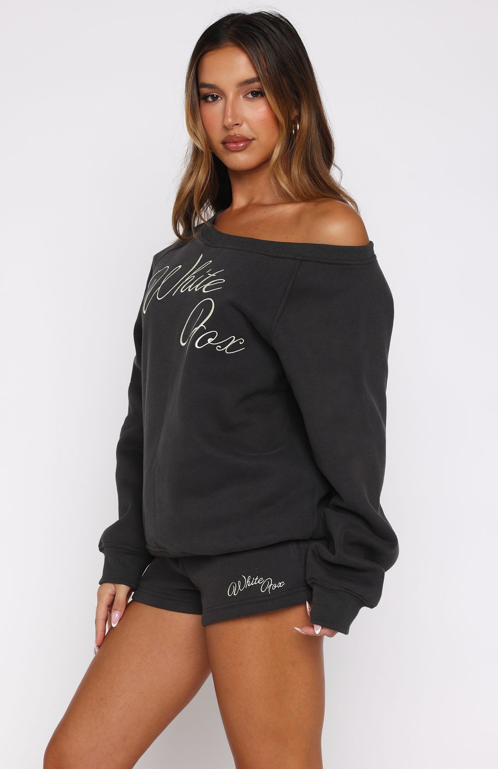 Lucky Thirteen Elsa Off Shoulder Sweater CharcoalXS/S