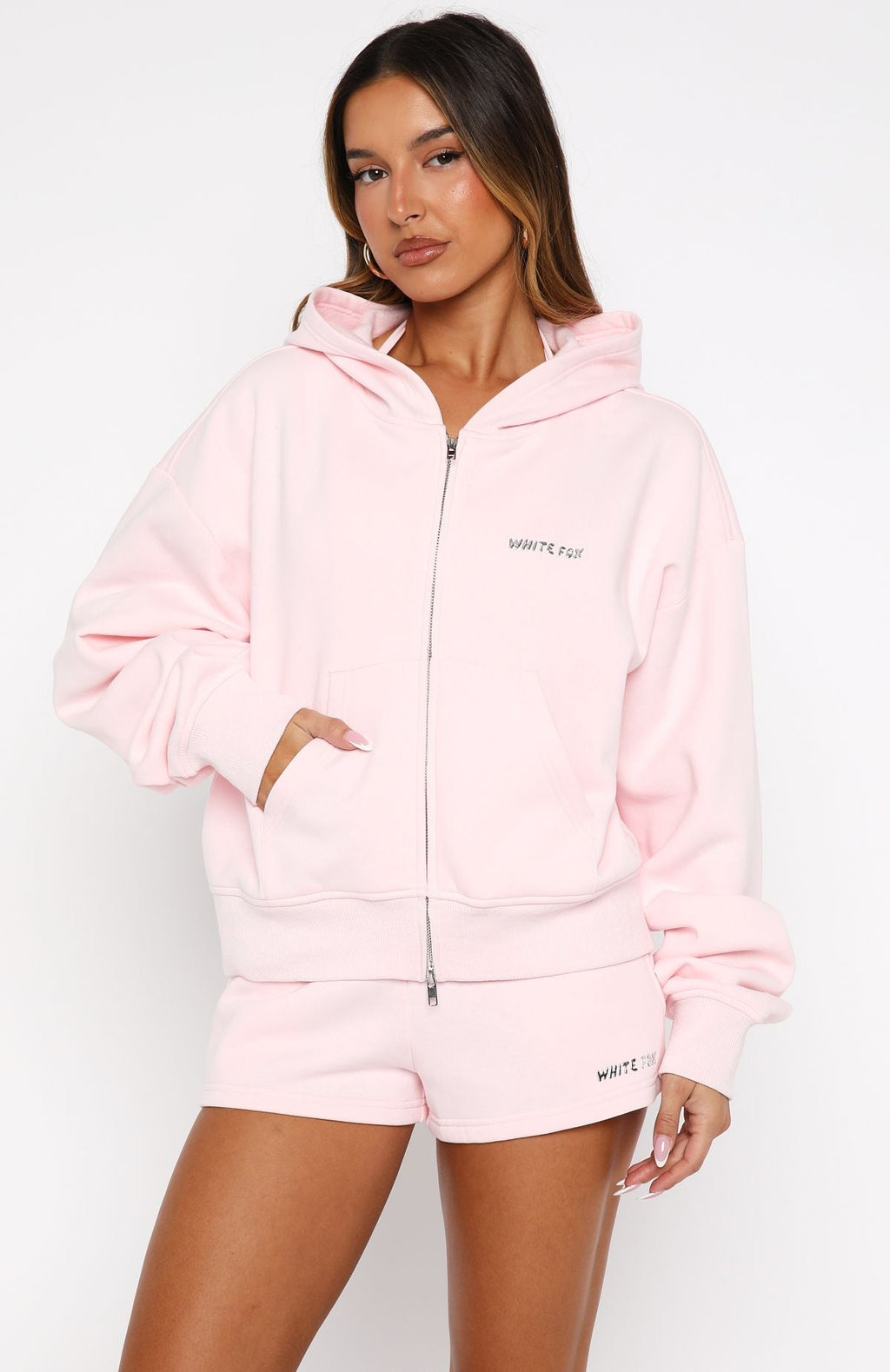 Test Drive Boxy Zip Front Hoodie Icy PinkXXS/XS