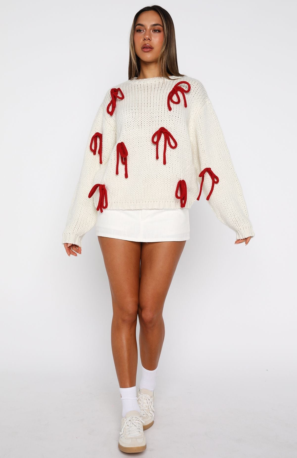 Candy Cane Crush Knit Sweater CreamL/XL