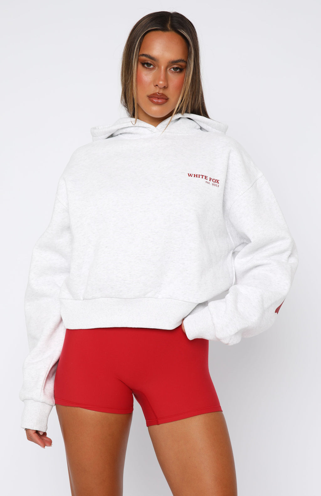 Serving Up Cropped Hoodie Grey MarleXS/S