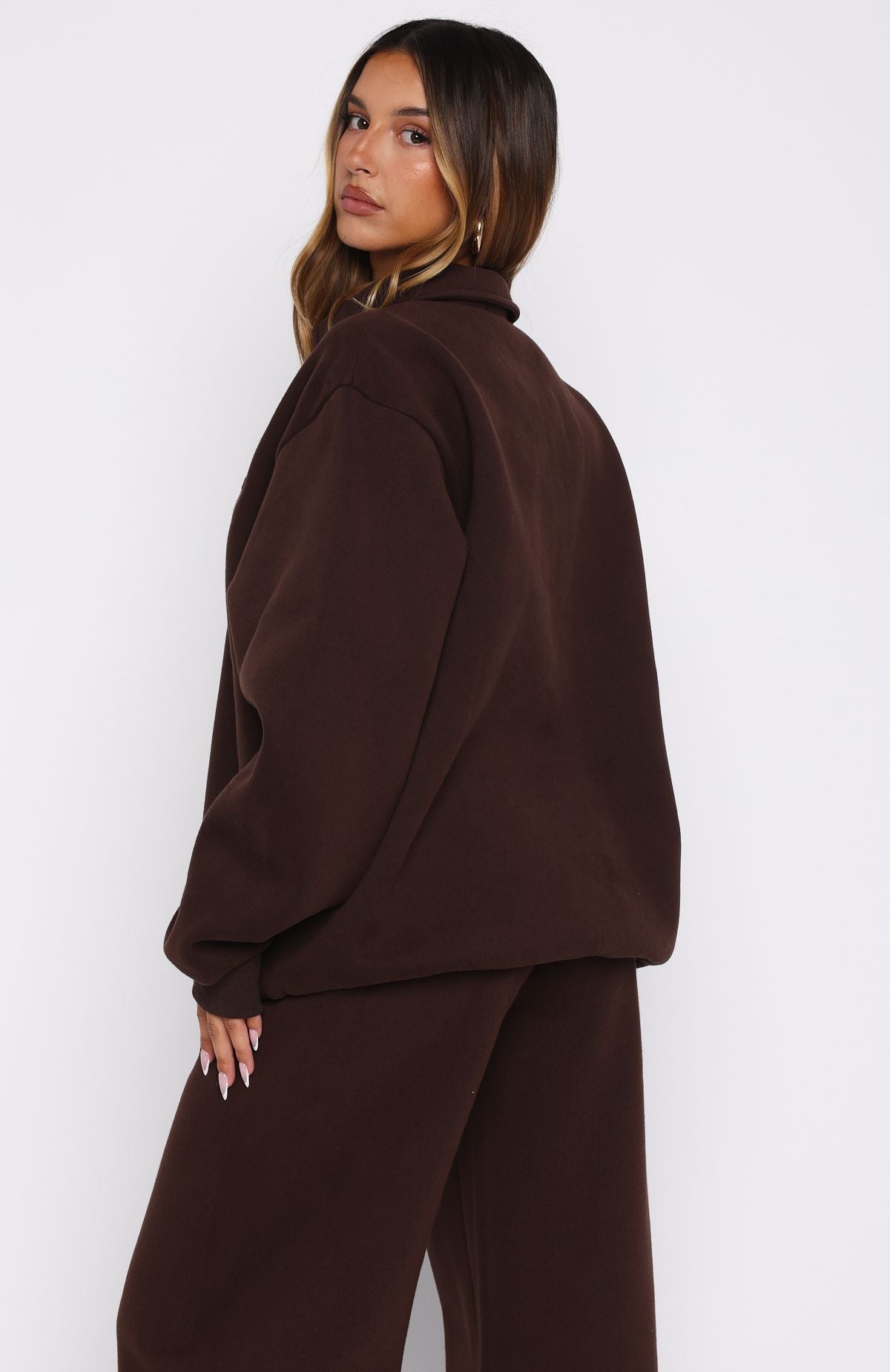 Chill Moves Oversized Henley Sweater ChocolateM/L
