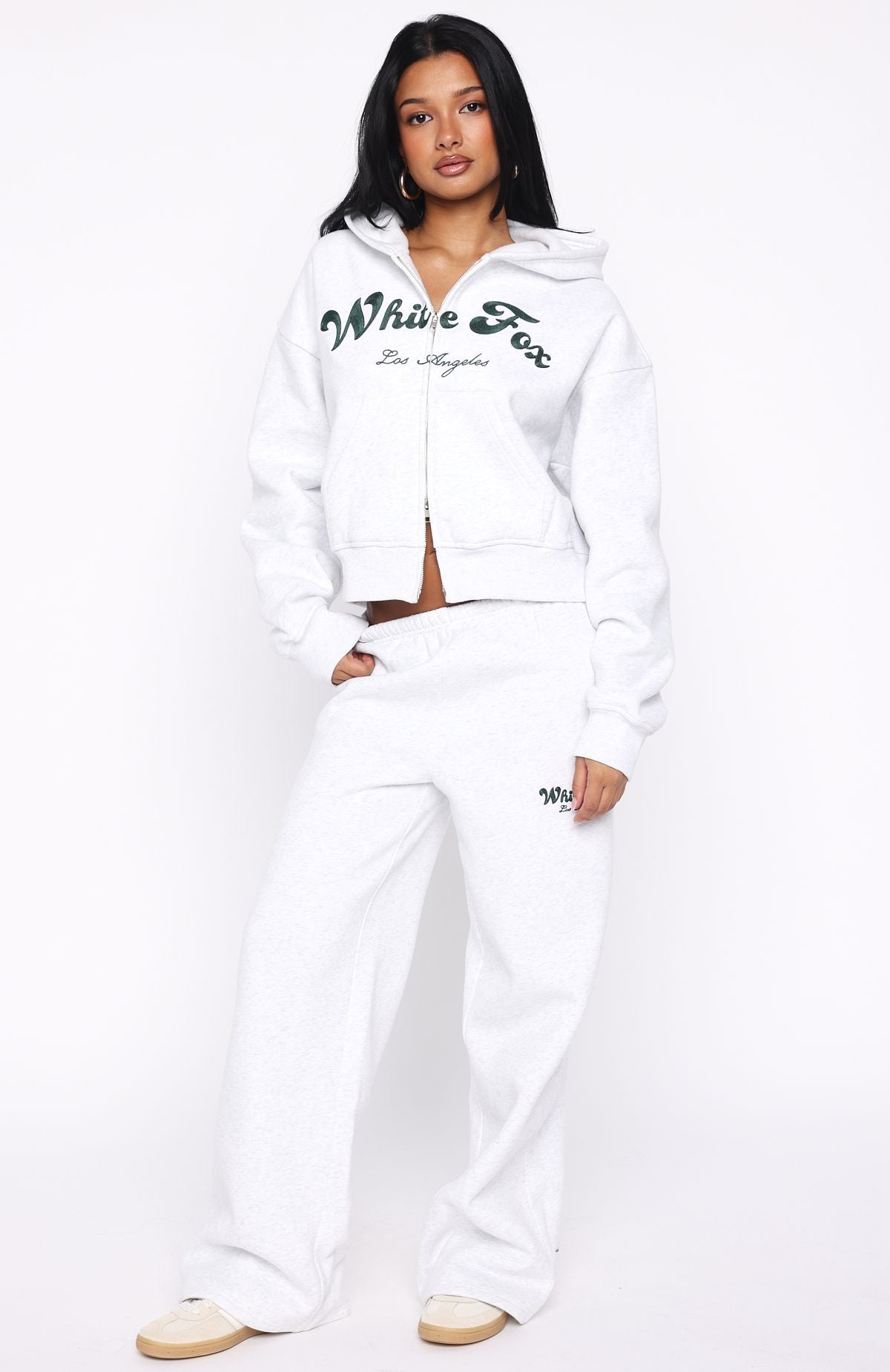 Through Thick And Thin Boxy Zip Front Hoodie Grey MarleM/L
