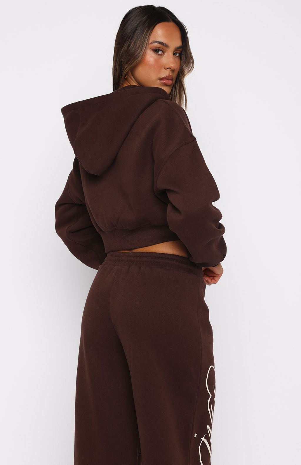 Love You Regardless Cropped Zip Front Hoodie ChocolateS/M
