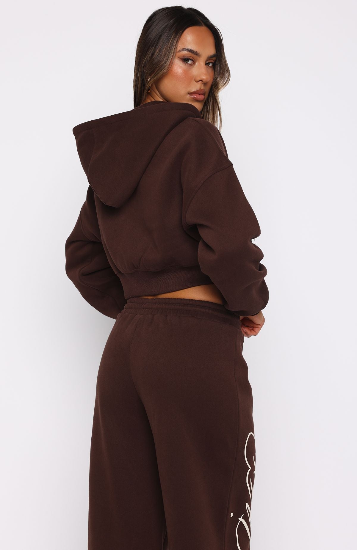 Love You Regardless Cropped Zip Front Hoodie ChocolateS/M