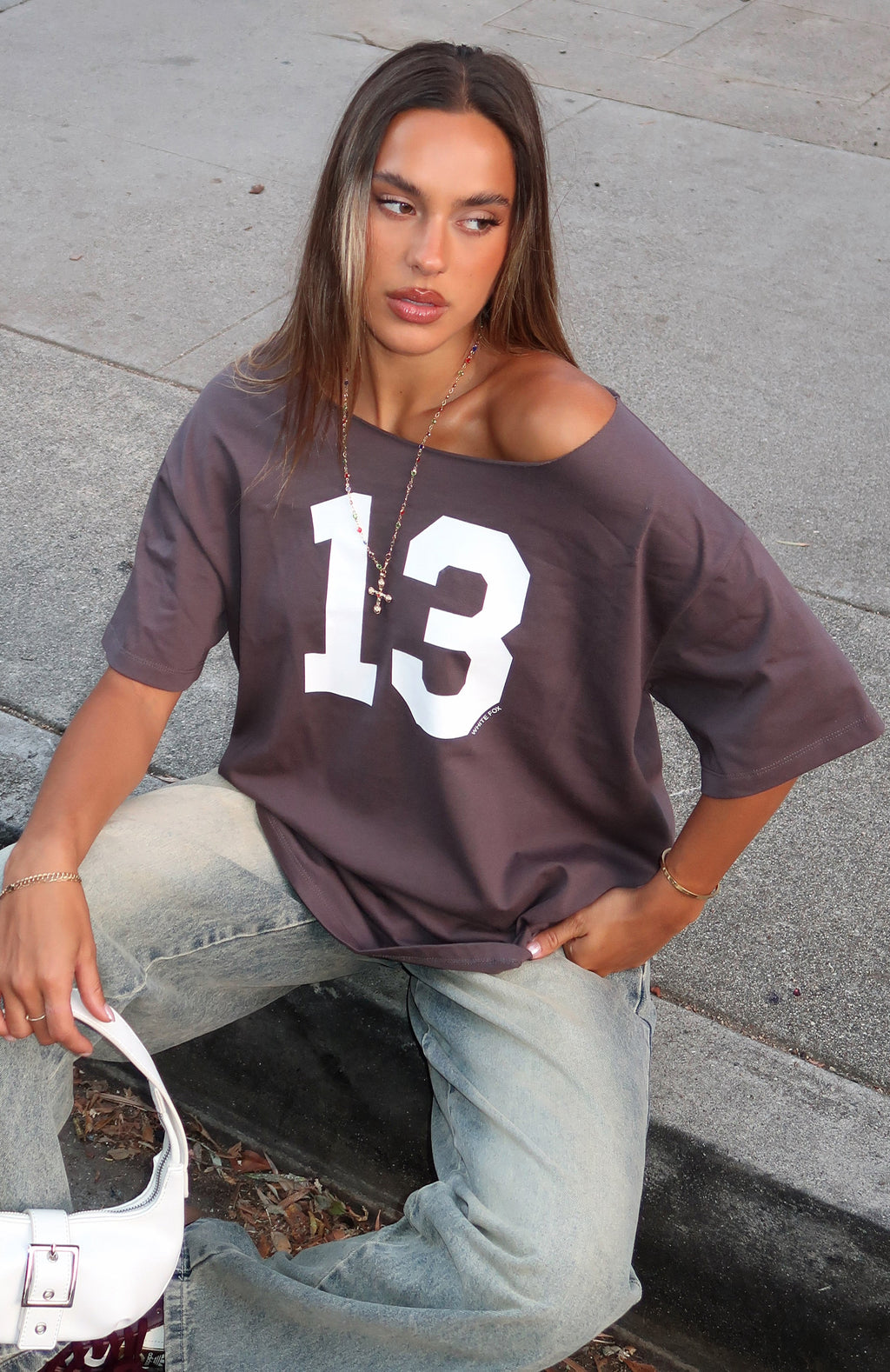 Trial Run Off Shoulder Oversized Tee VolcanicL/XL