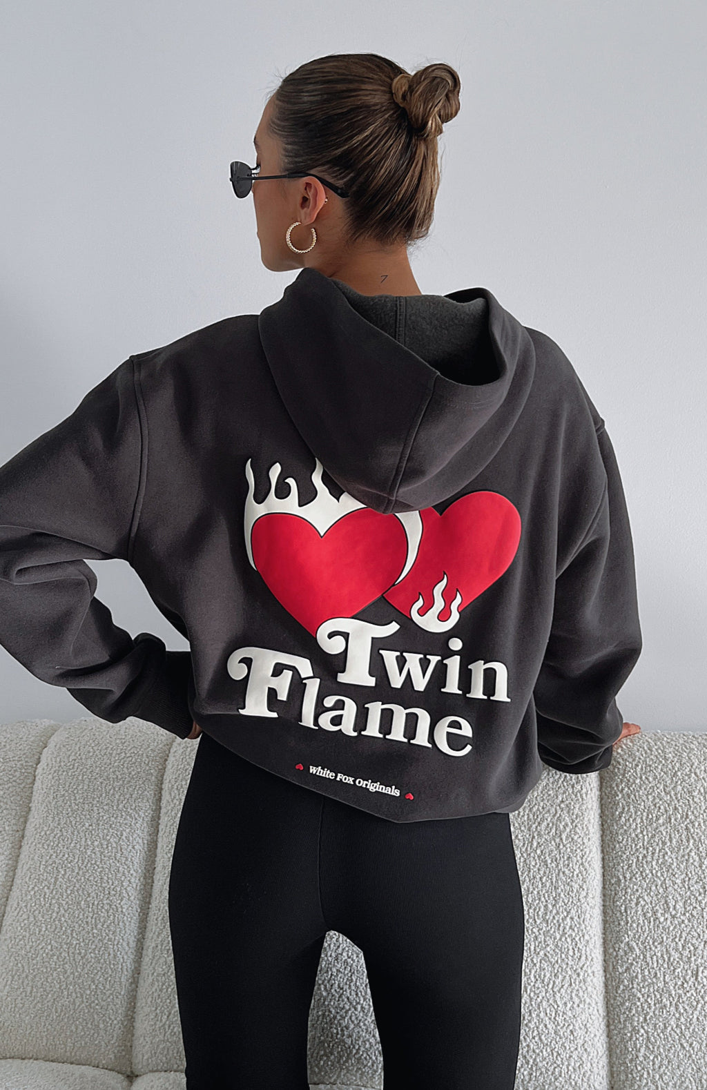 Twin Flame Oversized Hoodie CharcoalXXS/XS