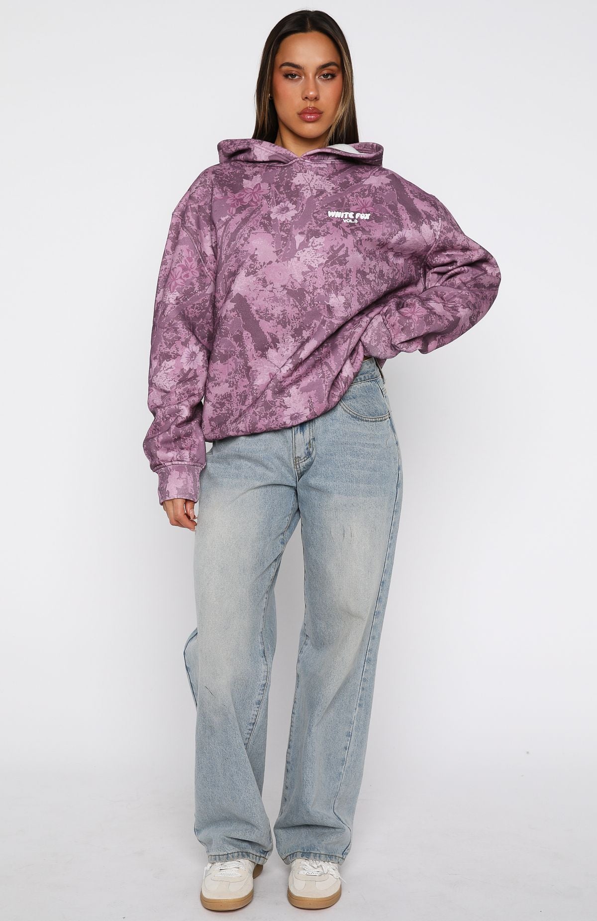Offstage Printed Oversized Hoodie Berry FloralM/L