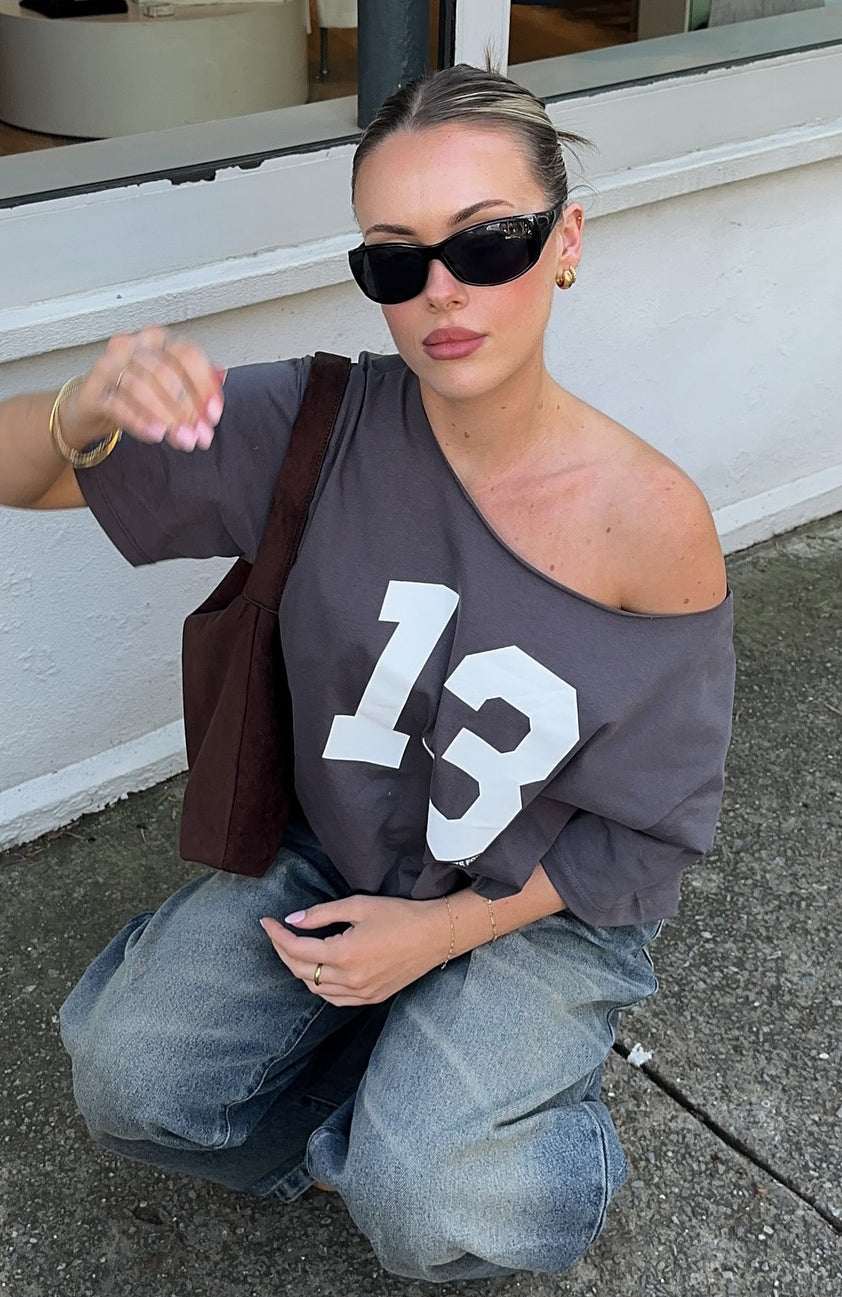 Trial Run Off Shoulder Oversized Tee VolcanicXXS/XS