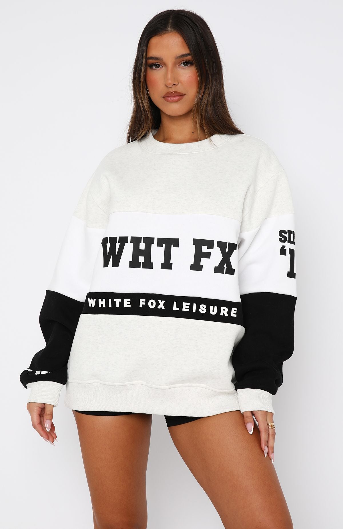 Latest And Greatest Oversized Sweater Grey Marle\/BlackXS/S