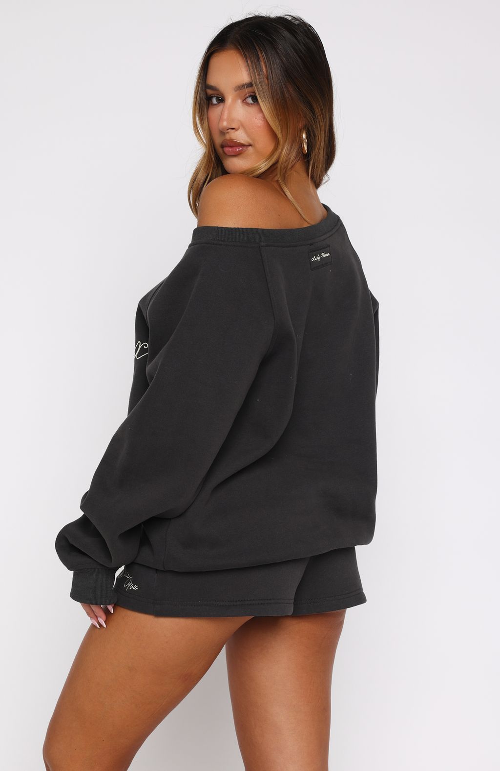 Lucky Thirteen Elsa Off Shoulder Sweater CharcoalS/M