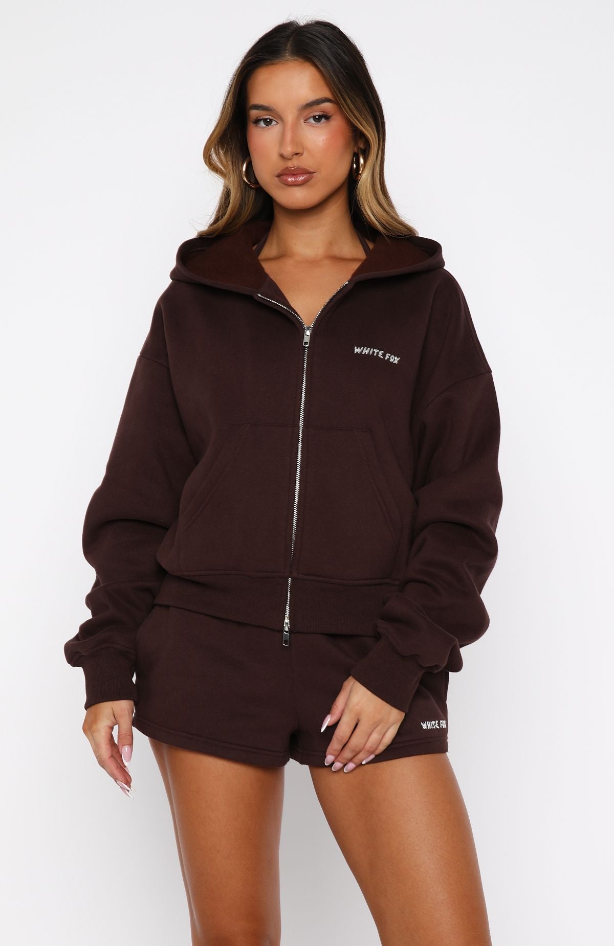 Test Drive Boxy Zip Front Hoodie ChocolateXXS/XS
