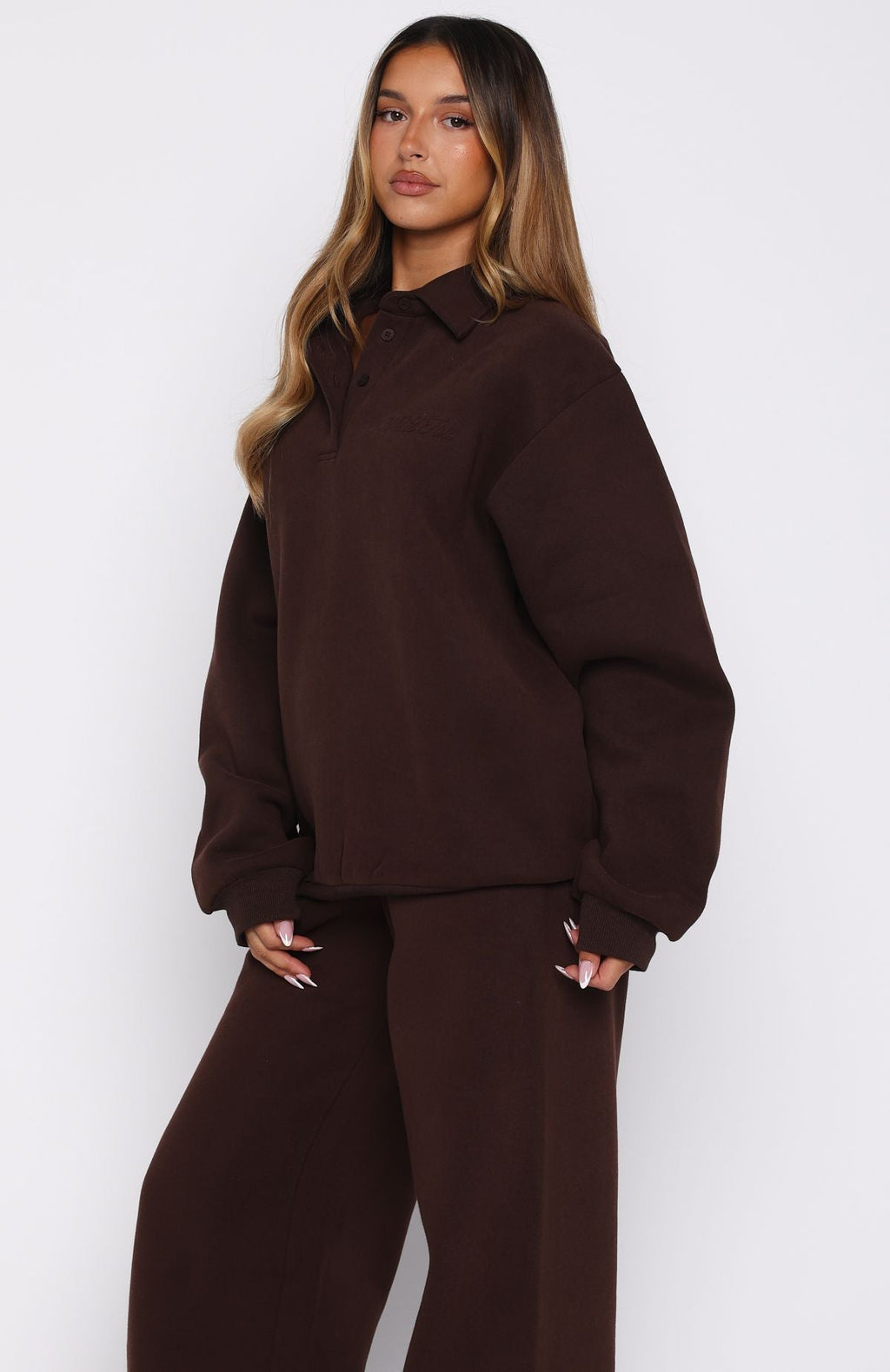 Chill Moves Oversized Henley Sweater ChocolateS/M