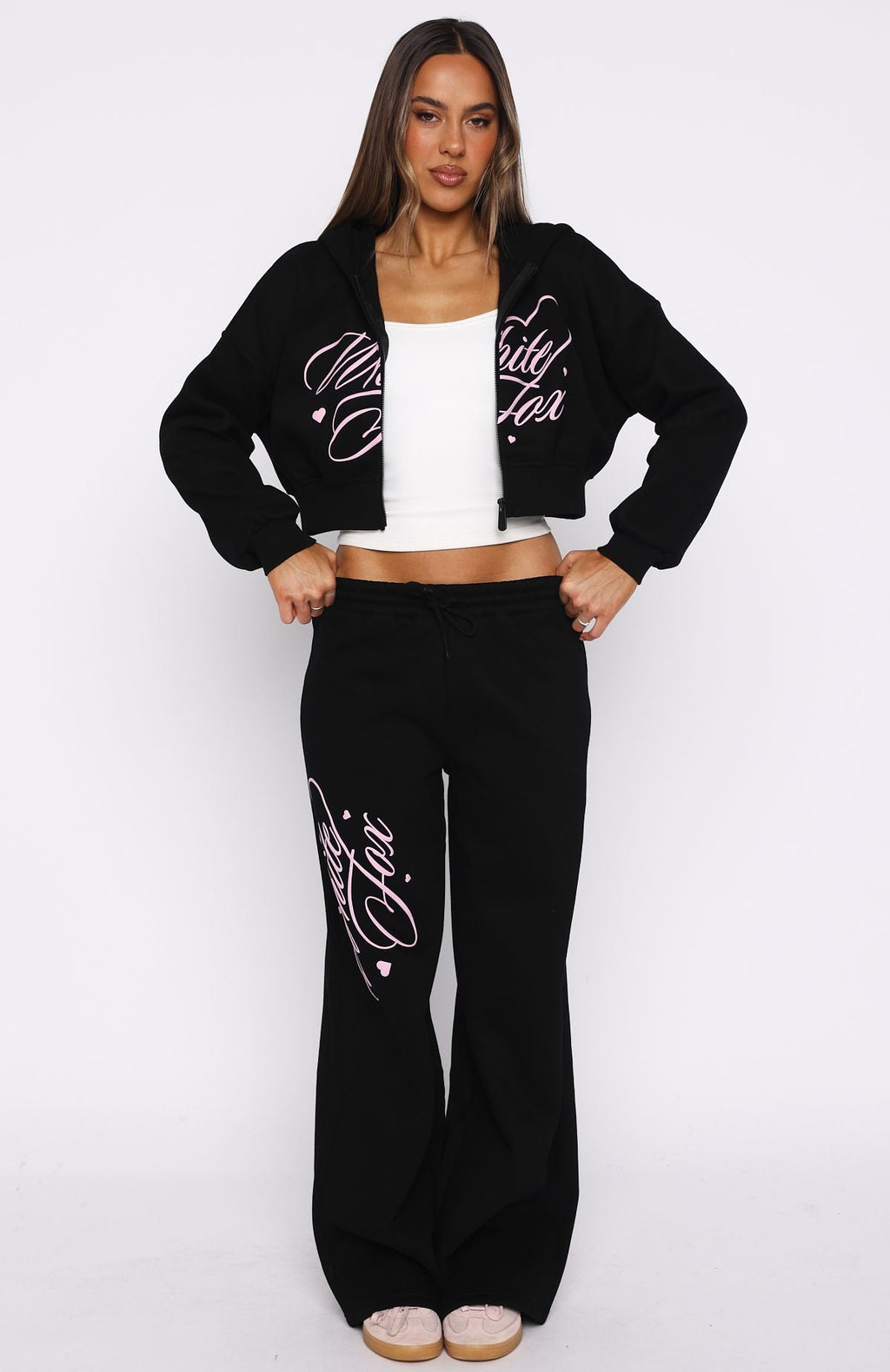 Love You Regardless Cropped Zip Front Hoodie BlackM/L