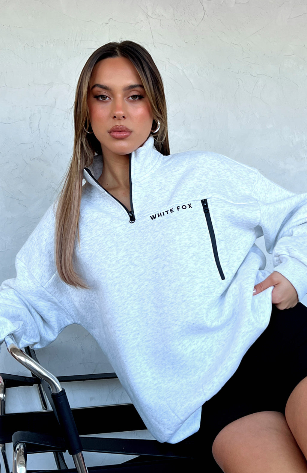 Where Did You Go Zip Front Sweater Grey MarleXL/XXL