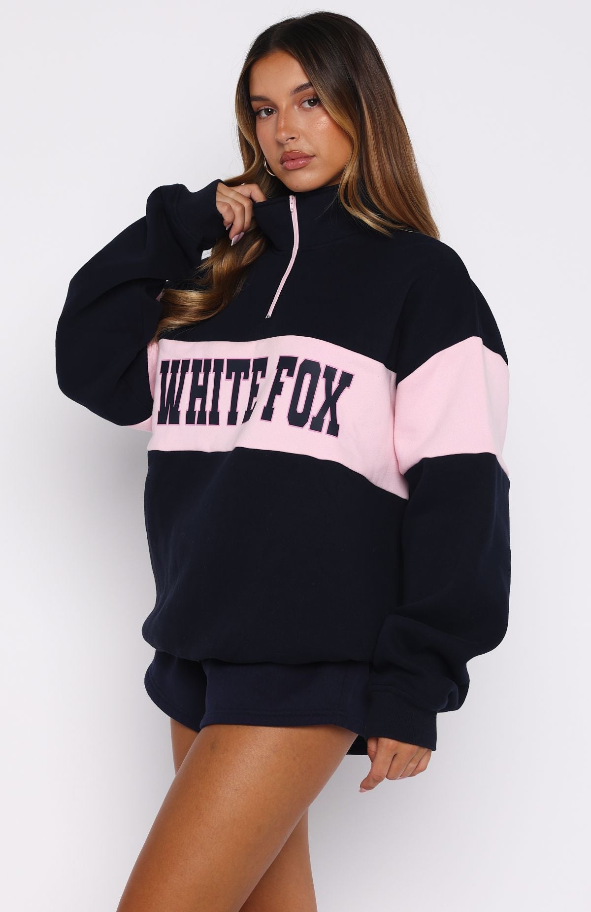 Show Yourself Zip Front Sweater NavyS/M