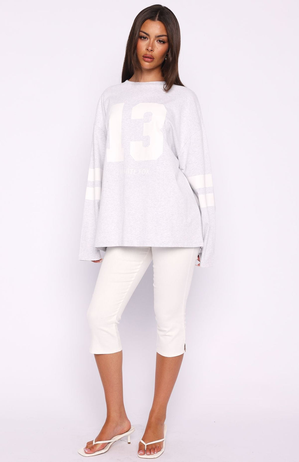 Playing Ball Oversized Long Sleeve Tee Grey MarleL/XL