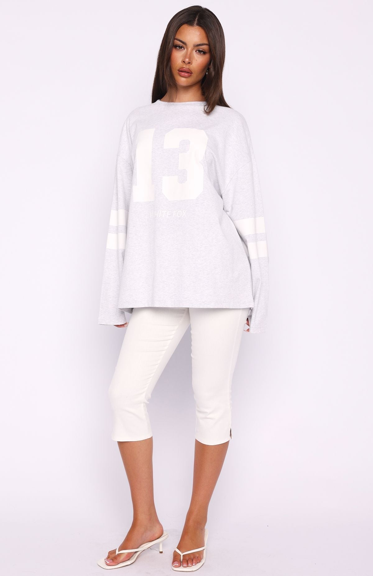 Playing Ball Oversized Long Sleeve Tee Grey MarleL/XL