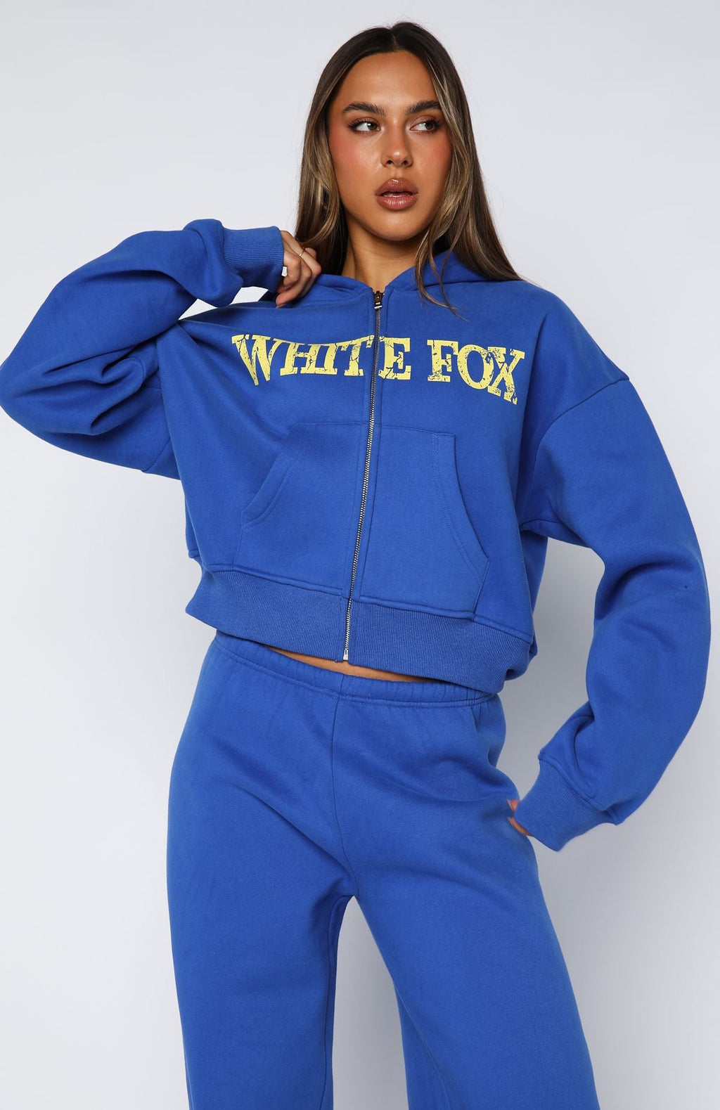 Brand New Start Boxy Zip Front Hoodie Electric BlueL/XL