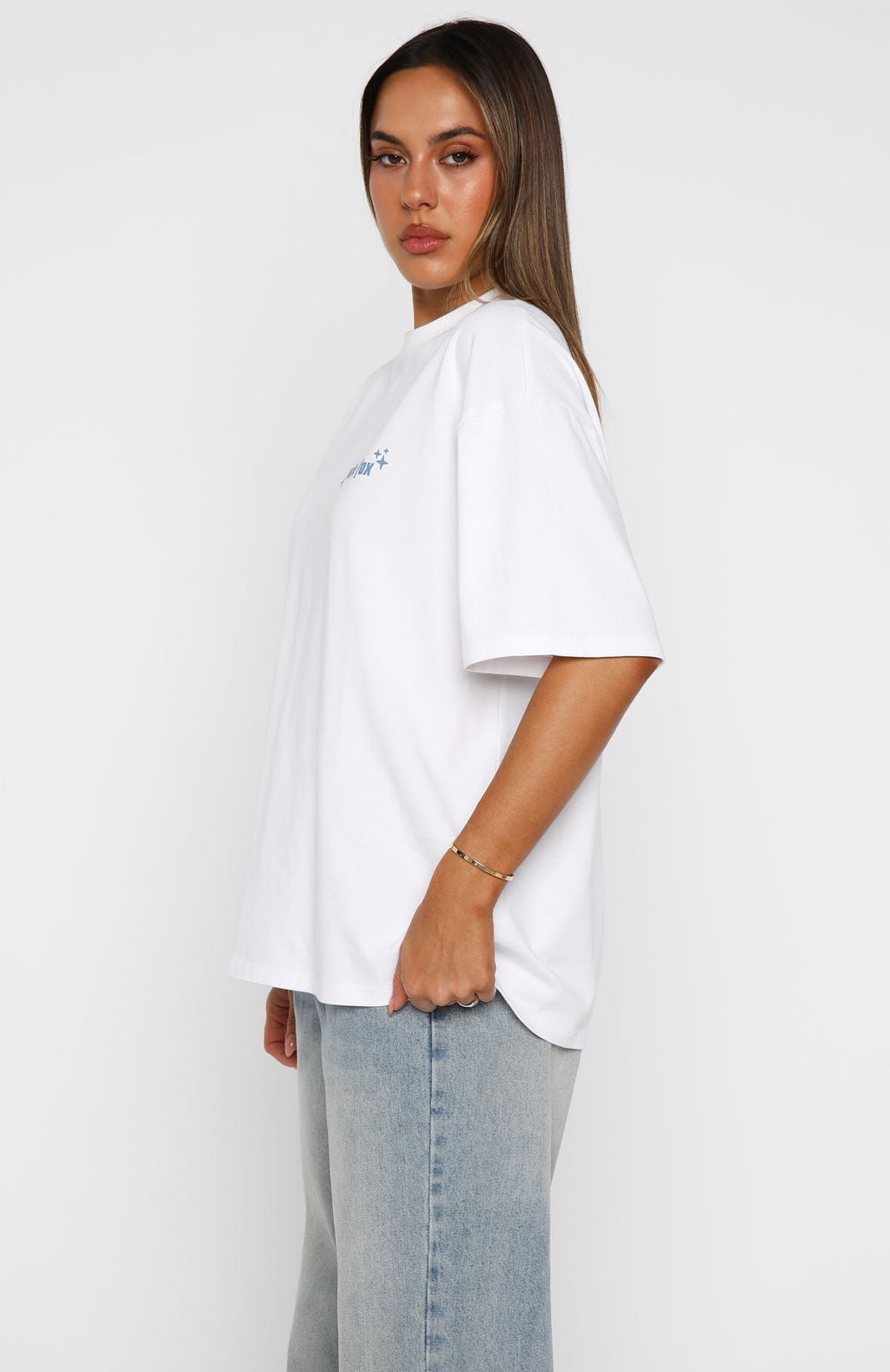 Pretty In Print Oversized Tee WhiteXS/S
