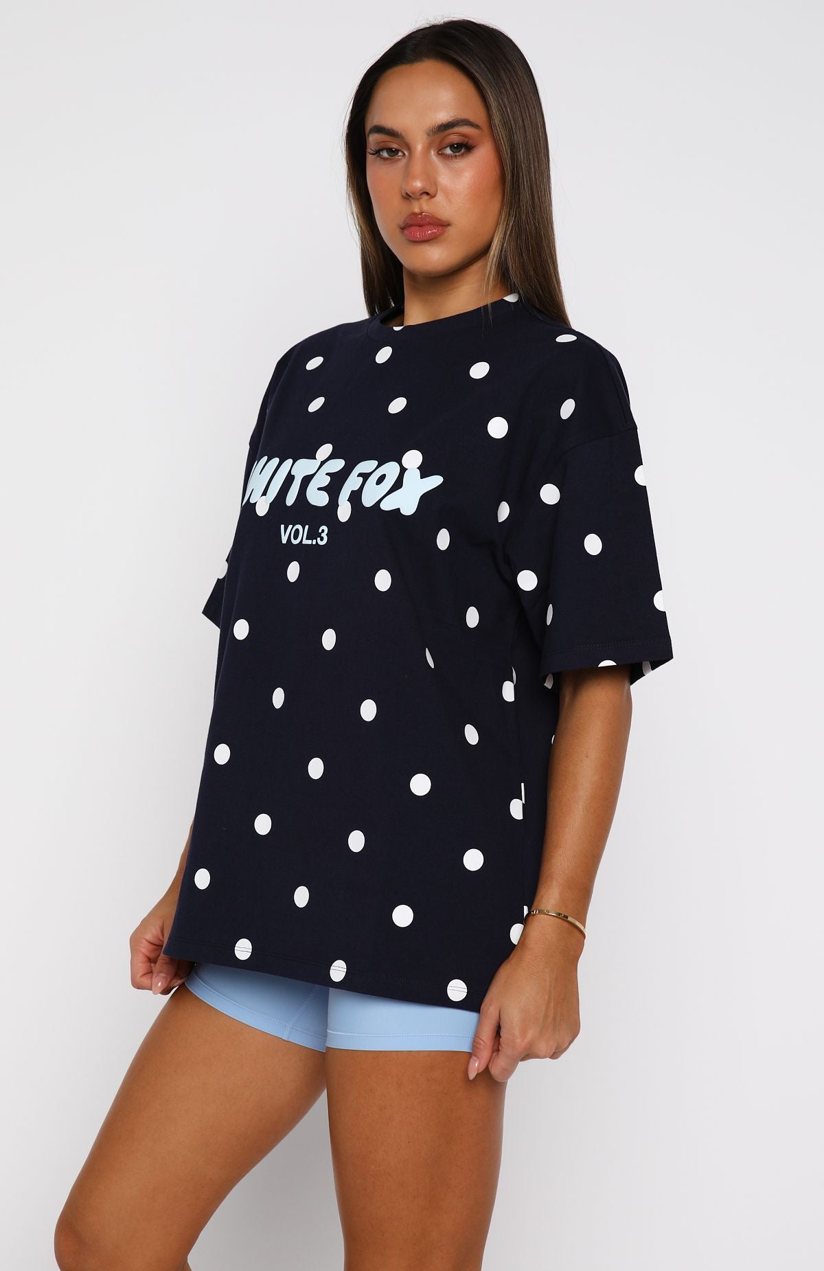 Offstage Printed Oversized Tee Navy Polka DotXS/S
