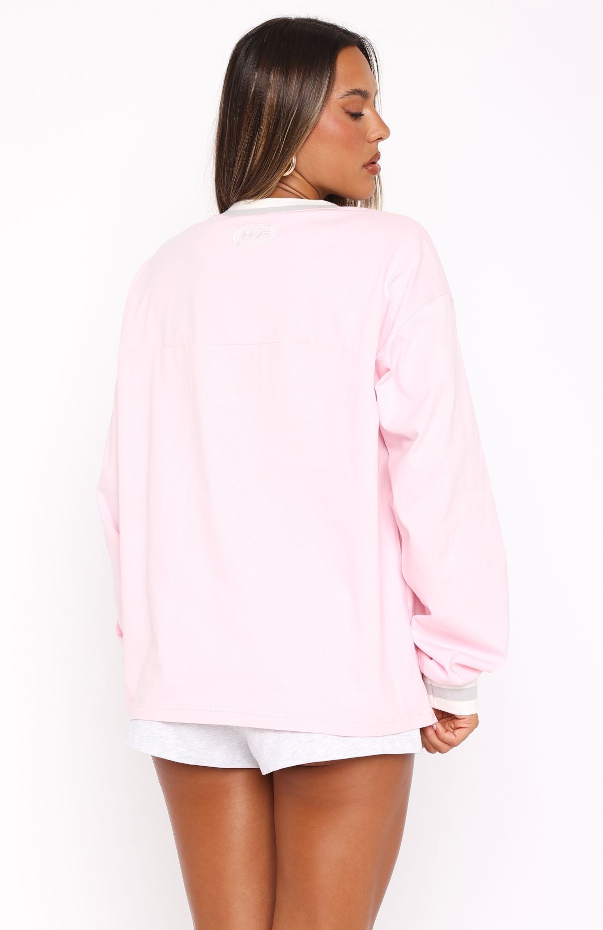 Let's Just Be Friends Long Sleeve Oversized Jersey PinkM/L