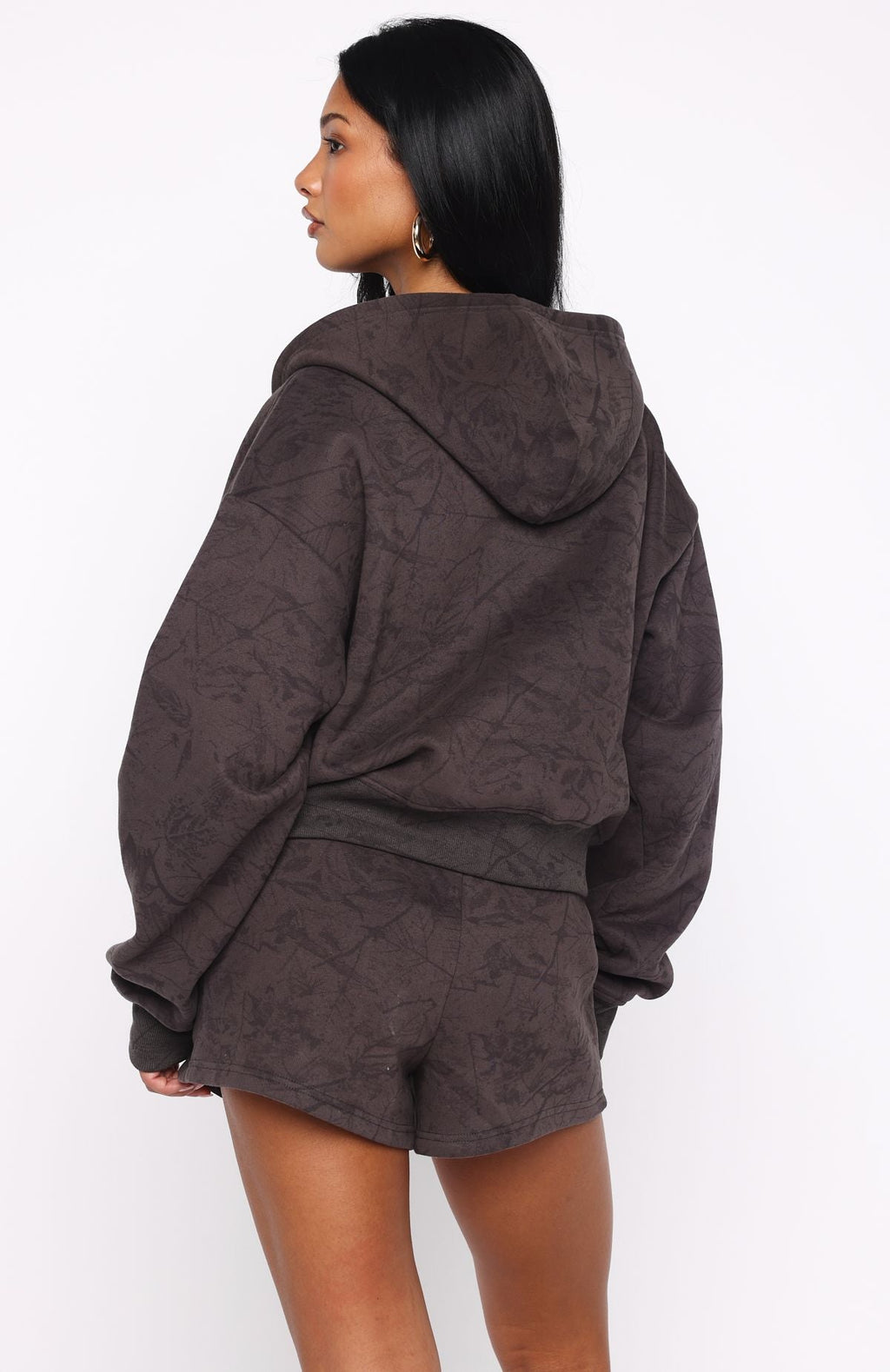 Hiding Away Boxy Zip Front Hoodie Dark CamoM/L