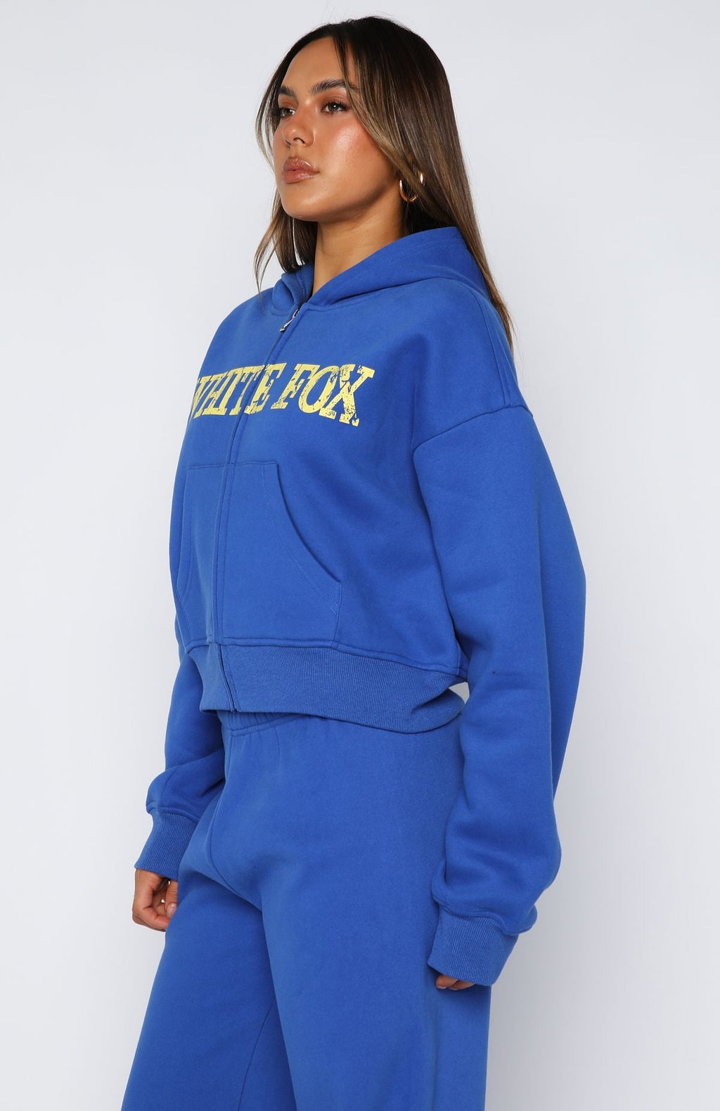 Brand New Start Boxy Zip Front Hoodie Electric BlueXS/S
