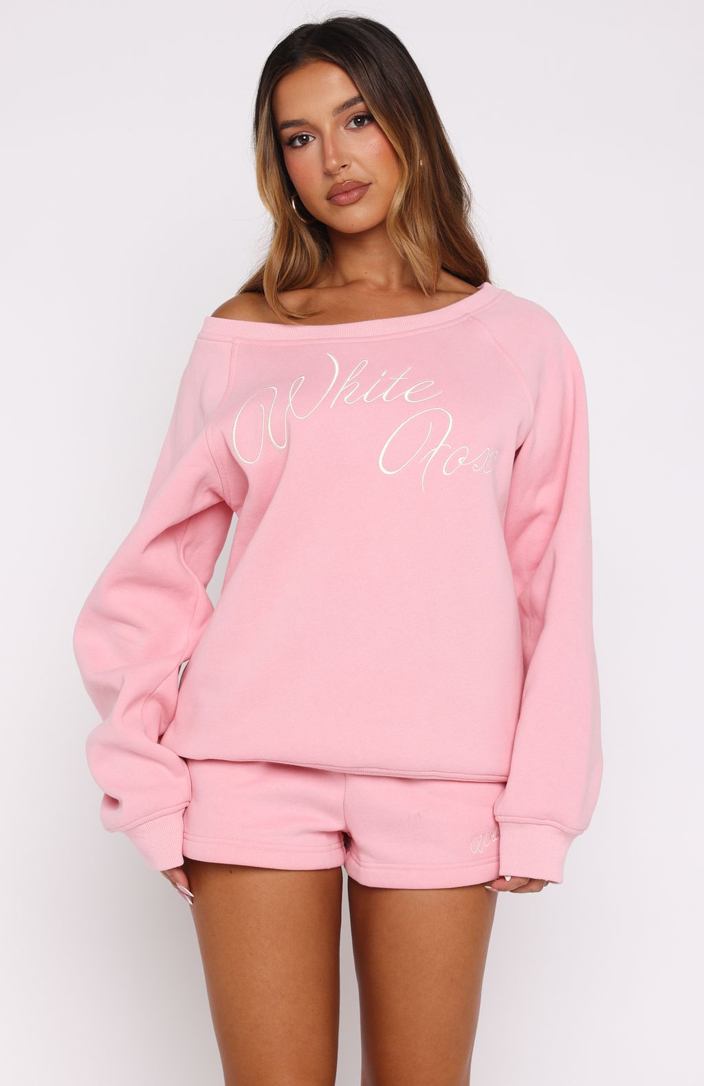 Lucky Thirteen Elsa Off Shoulder Sweater Candy PinkXS/S