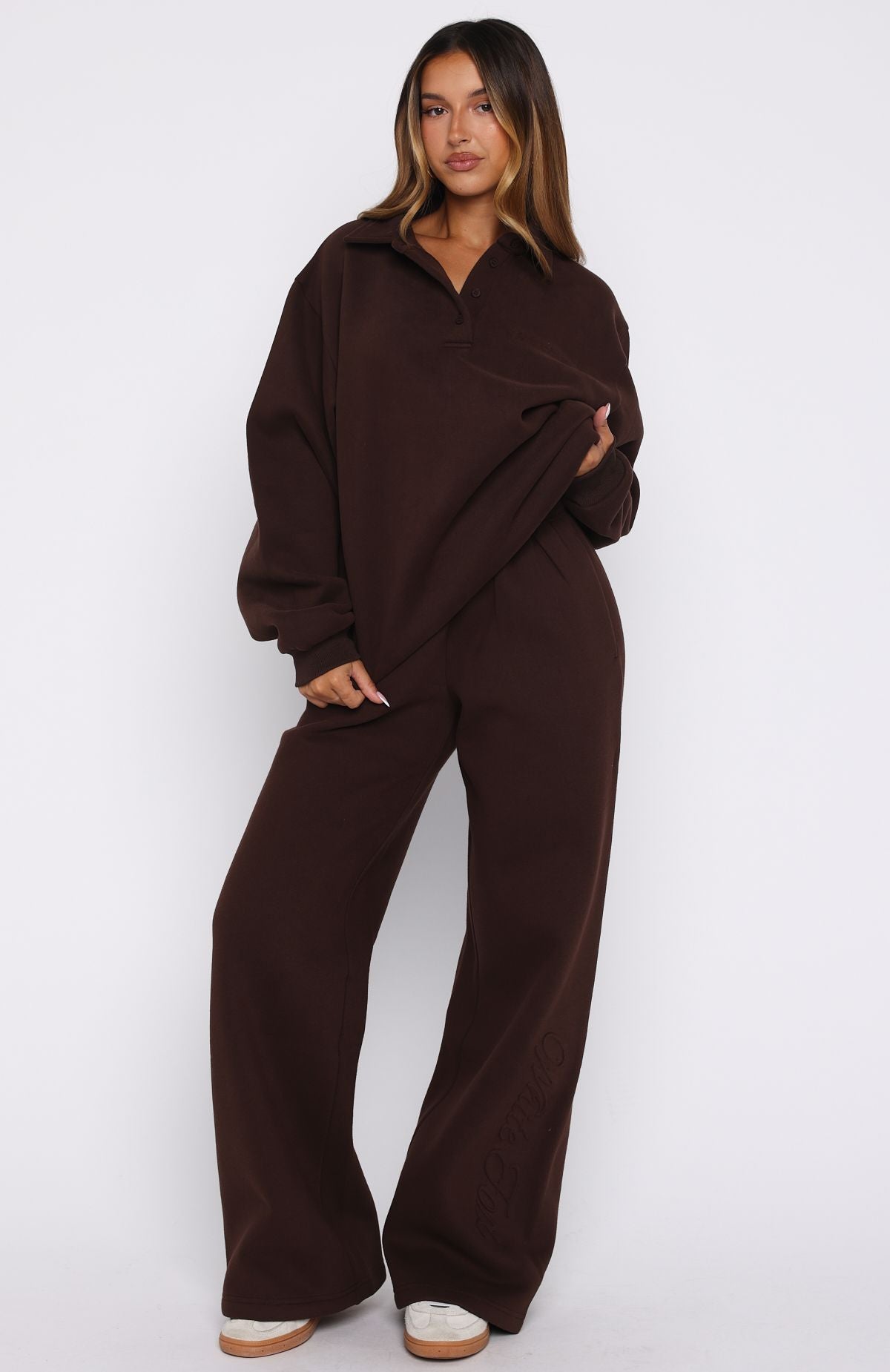 Chill Moves Oversized Henley Sweater ChocolateL/XL