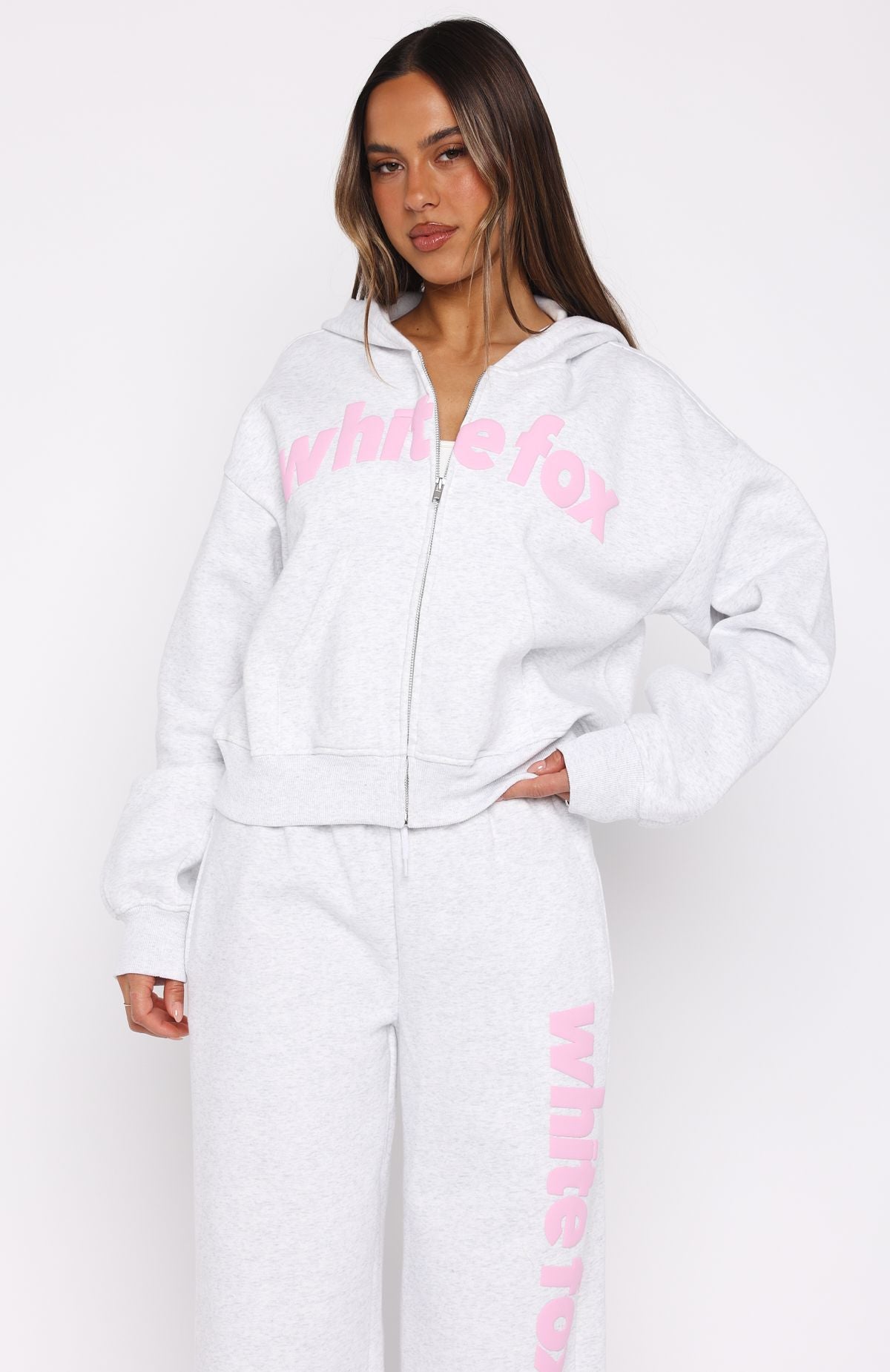 From The Archives Kenzie Boxy Zip Front Hoodie Grey MarleXXS/XS